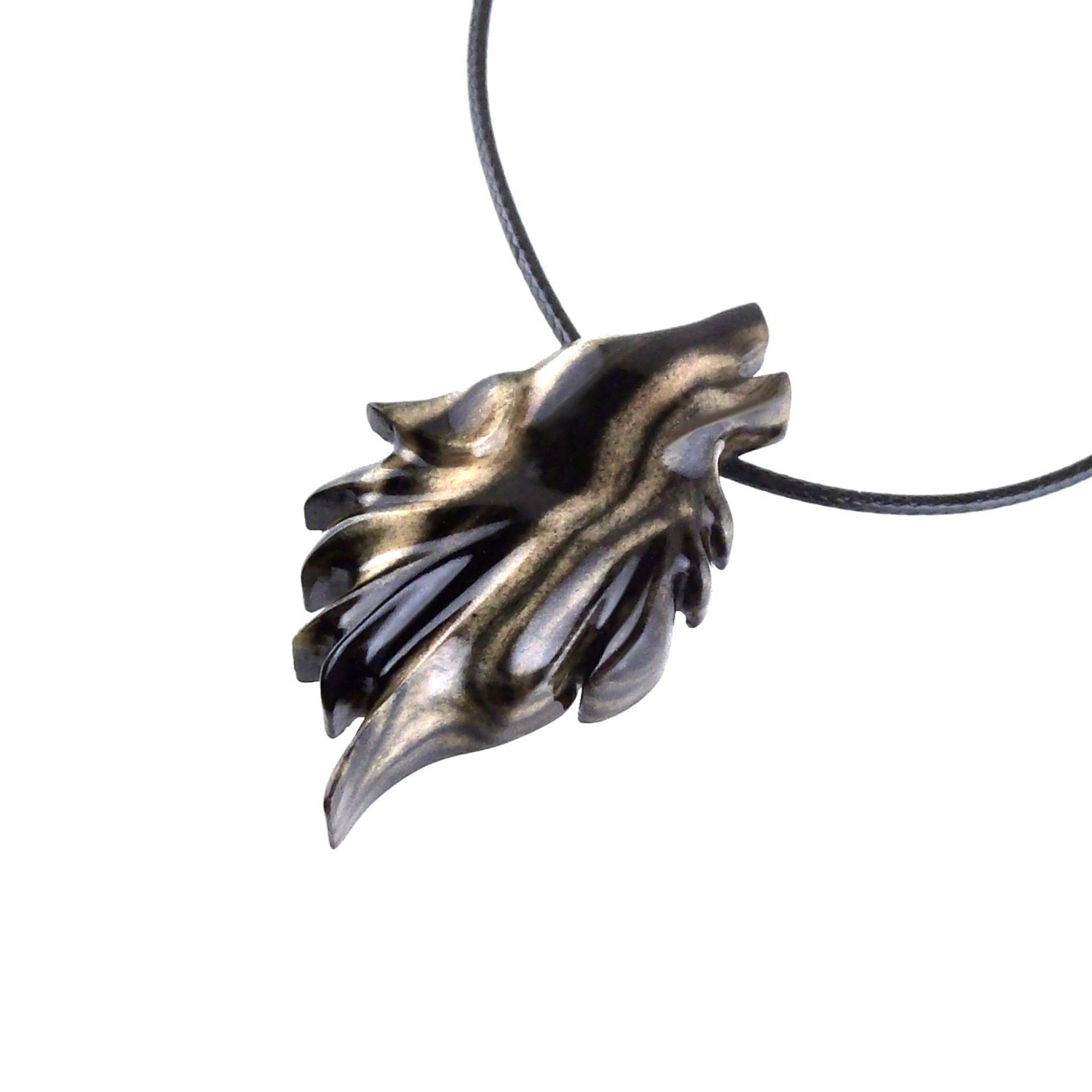 Wolf Necklace, Hand Carved Wooden Wolf Pendant for Men or Women, Spirit Animal Totem Woodland Jewelry