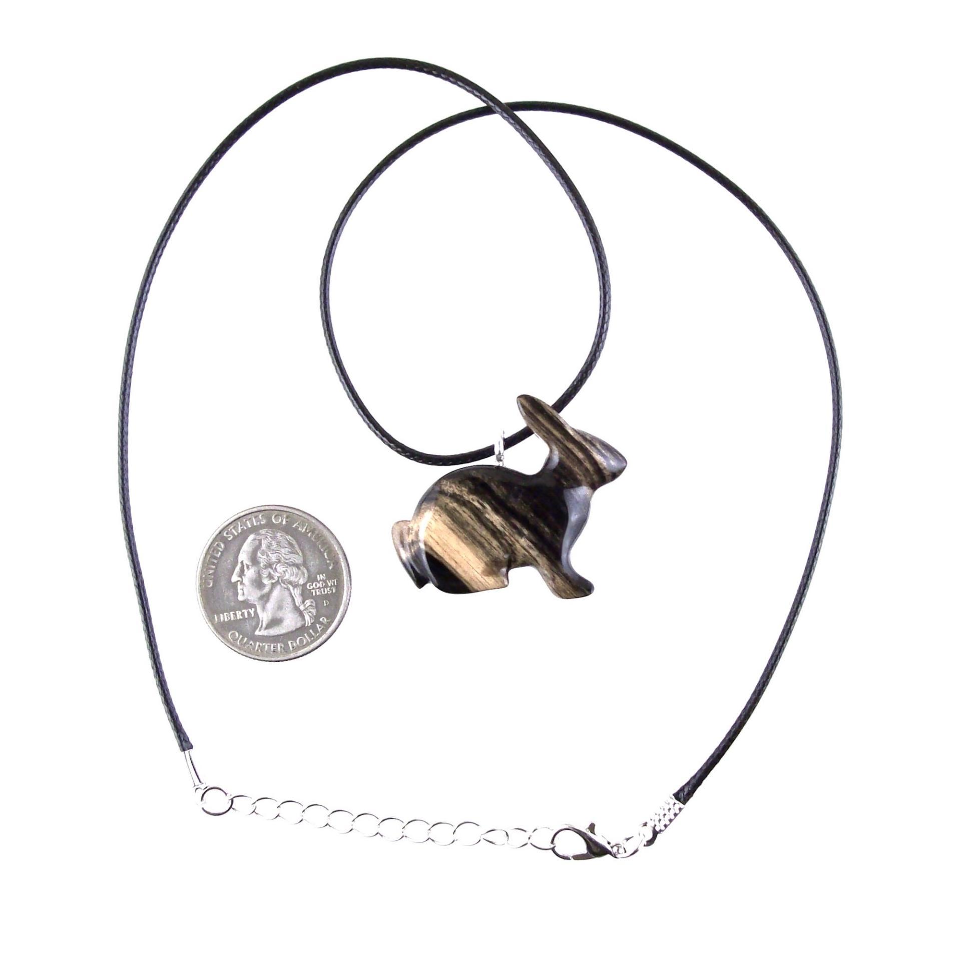 Rabbit Necklace, Hand Carved Wooden Bunny Pendant, Wood Animal Necklace, Pet Animal Totem Jewelry, One of a Kind Gift