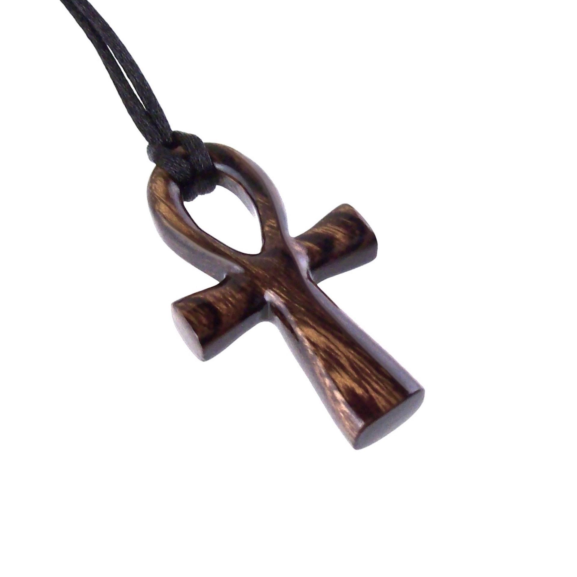 Ankh Necklace, Hand Carved Wooden Ankh Pendant for Men or Women, Egyptian Cross Necklace, Egyptian Jewelry Gift for Him Her