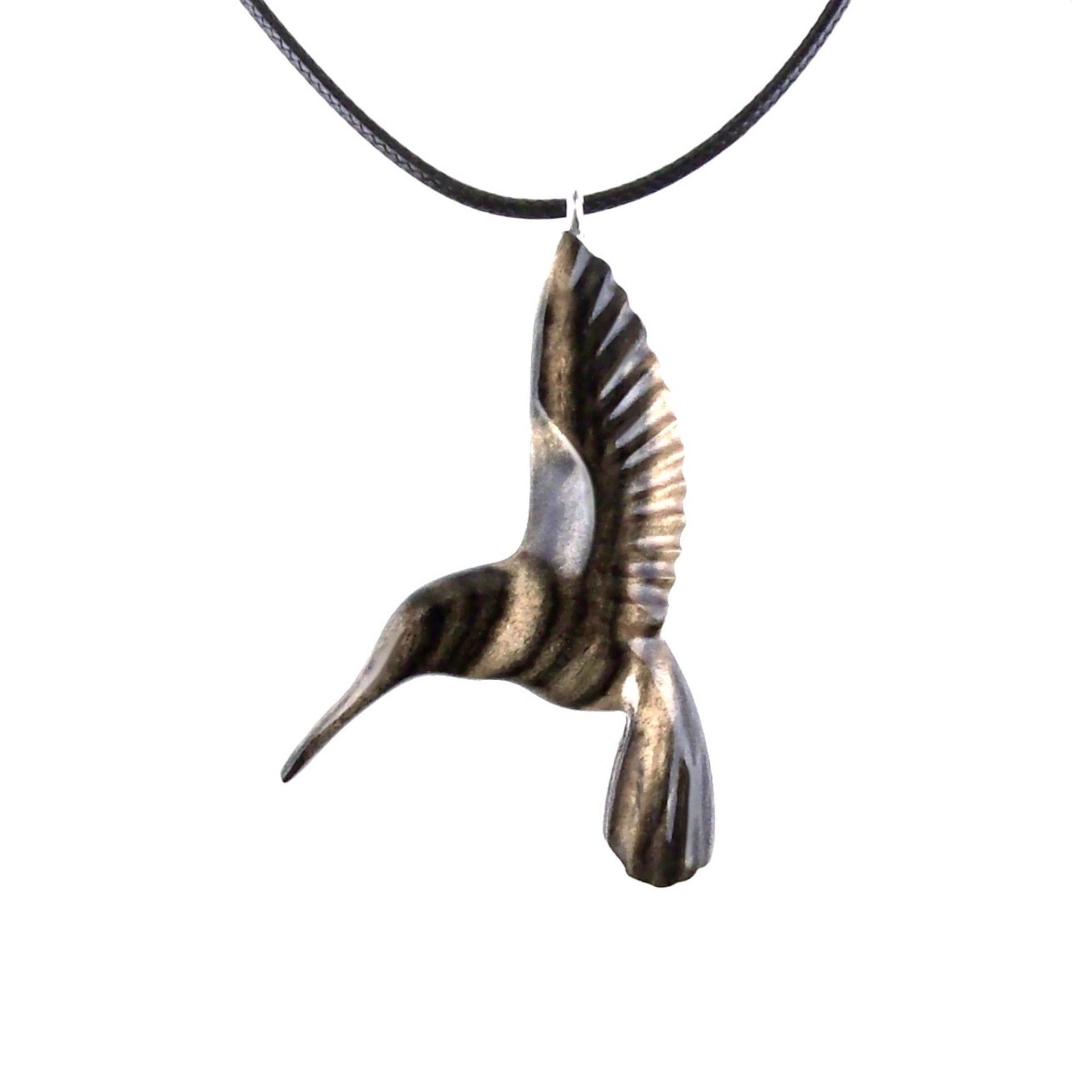 Hummingbird Necklace, Wooden Hummingbird Pendant, Hand Carved Wood Bird Jewelry, One of a Kind Handmade Gift for Her