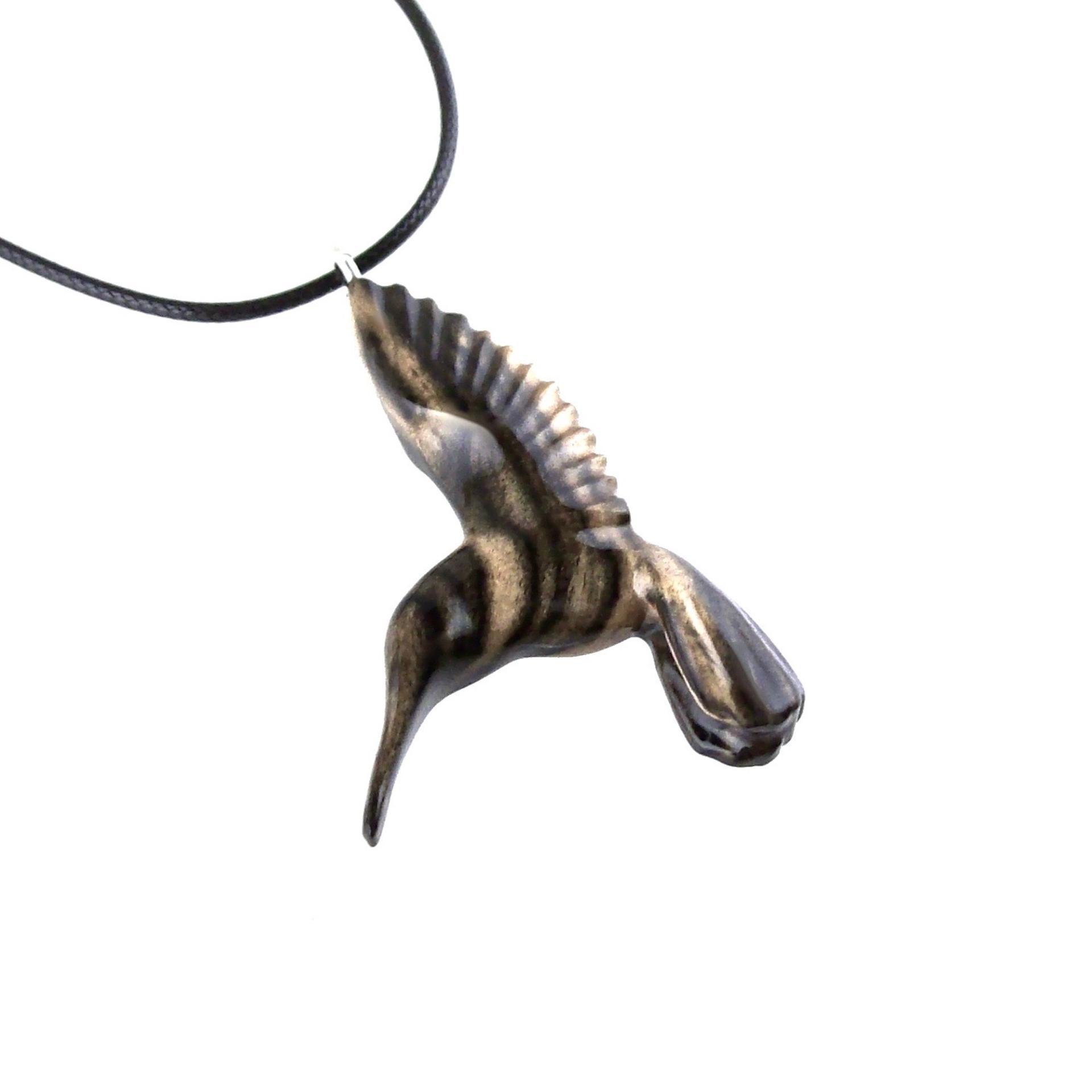 Hummingbird Necklace, Wooden Hummingbird Pendant, Hand Carved Wood Bird Jewelry, One of a Kind Handmade Gift for Her