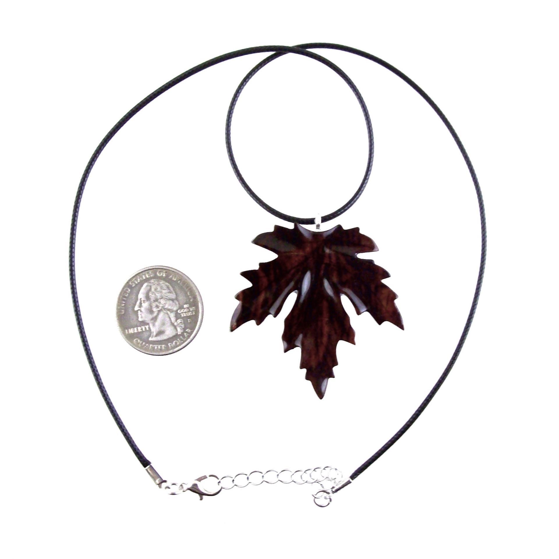 Hand Carved Wooden Leaf Pendant, Maple Leaf Necklace, Woodland Jewelry for Men or Women, Wood Jewelry Gift for Him Her