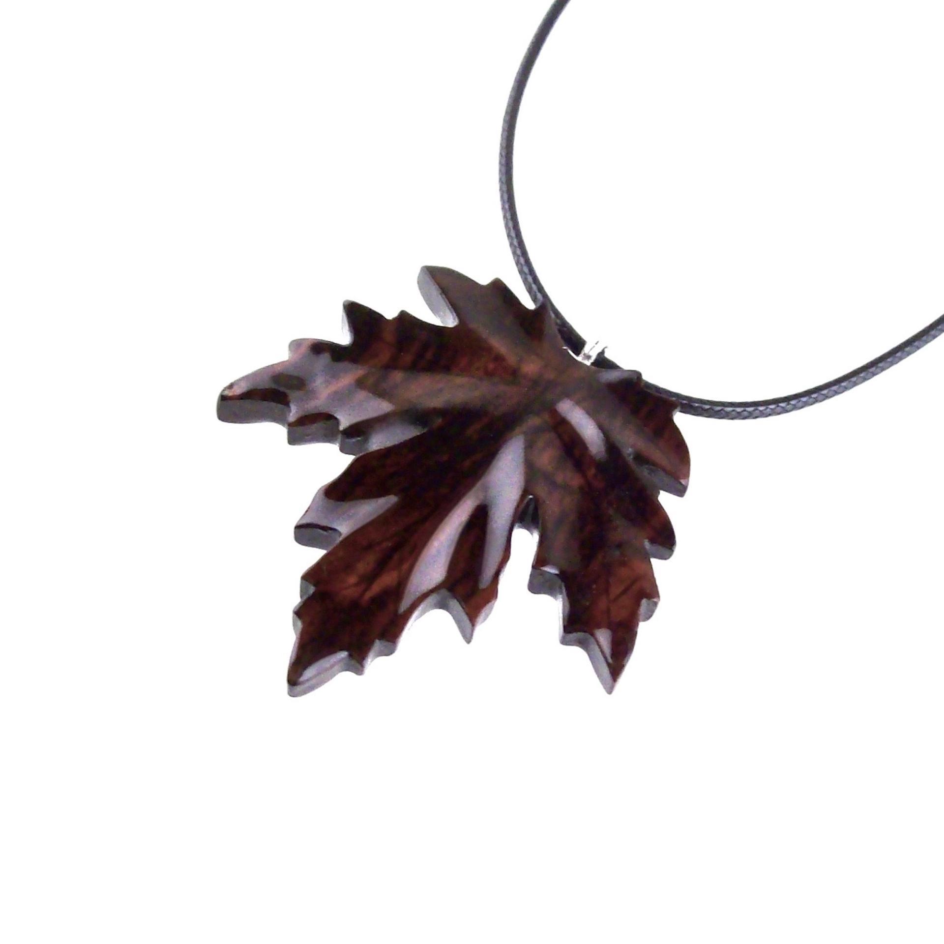 Hand Carved Wooden Leaf Pendant, Maple Leaf Necklace, Woodland Jewelry for Men or Women, Wood Jewelry Gift for Him Her