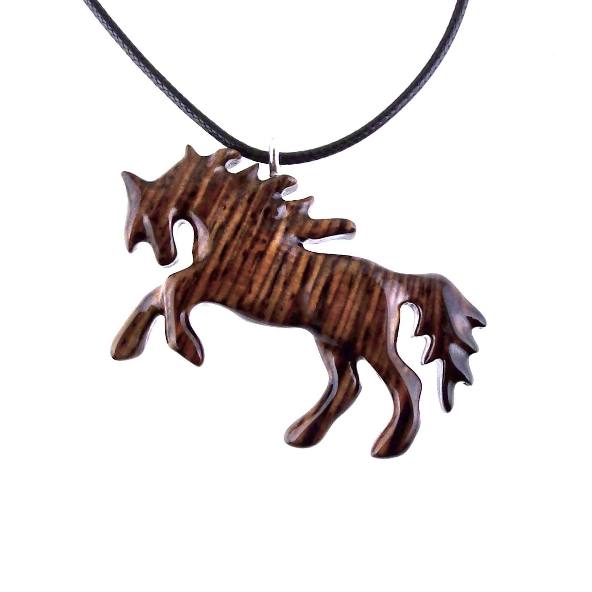Horse Necklace, Hand Carved Wooden Horse Pendant, One of a Kind Handmade Animal Wood Jewelry