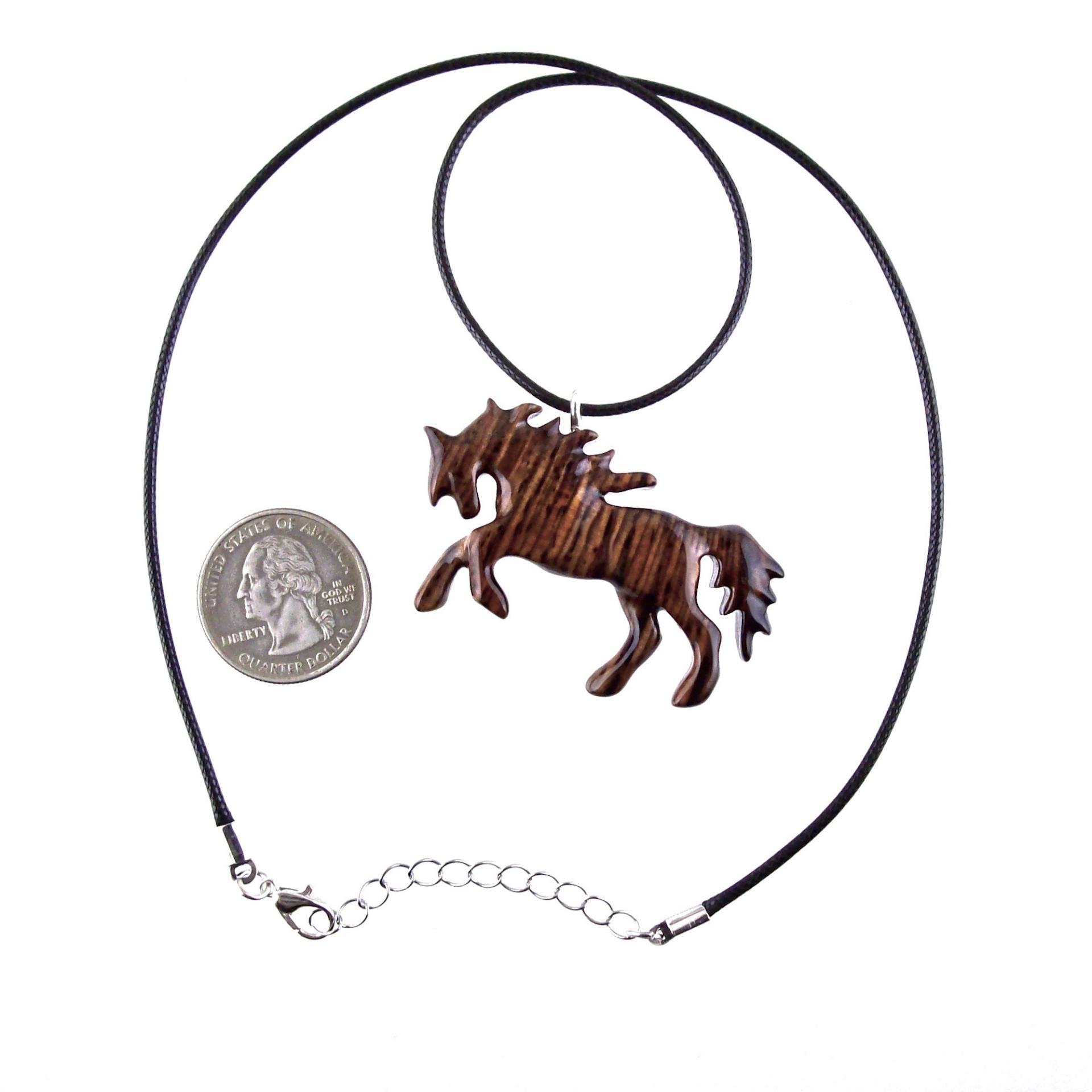 Horse Necklace, Hand Carved Wooden Horse Pendant, One of a Kind Handmade Animal Wood Jewelry