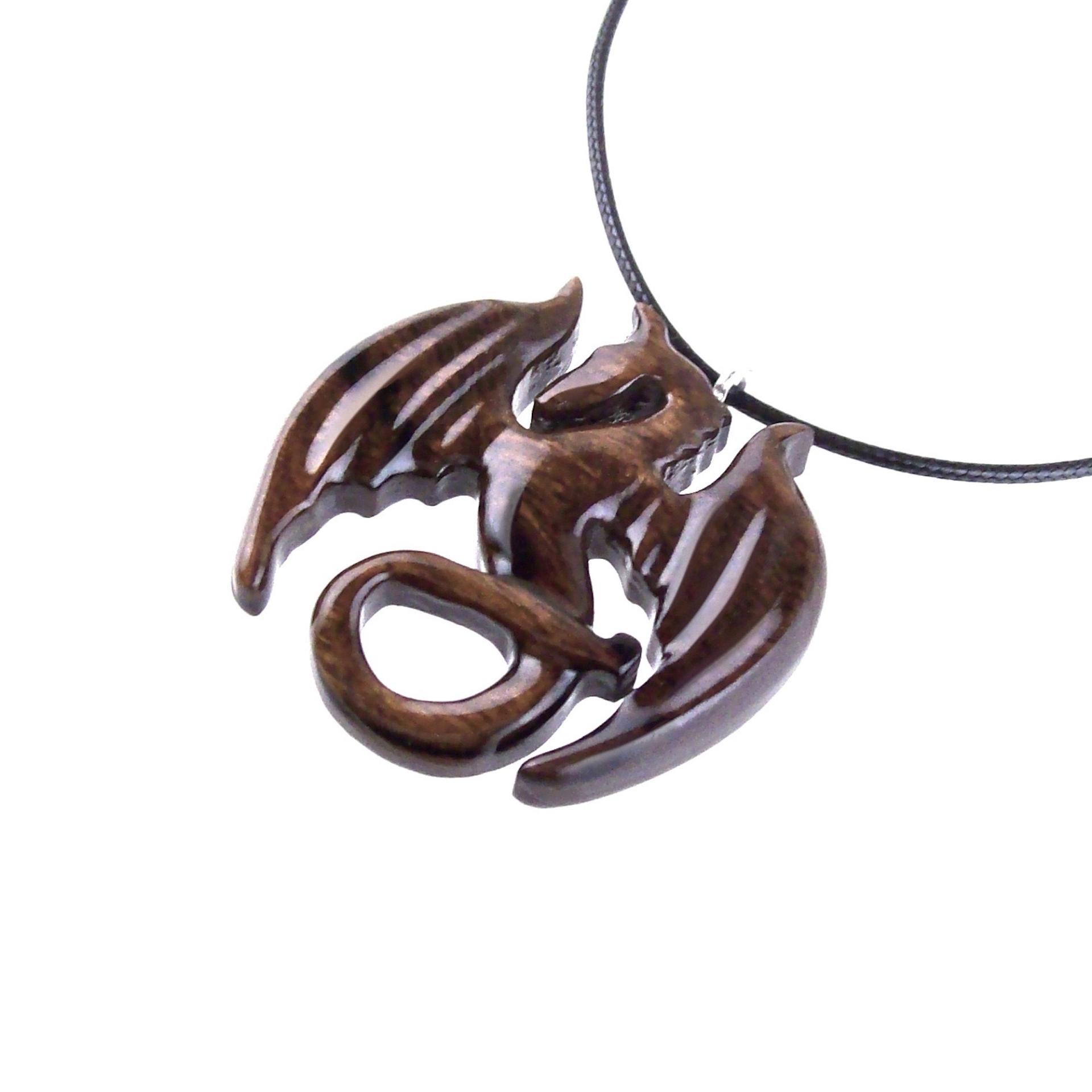 Wooden Dragon Pendant, Hand Carved Dragon Necklace, One of a Kind Fantasy Wood Necklace for Men or Women, Gift for Her Him