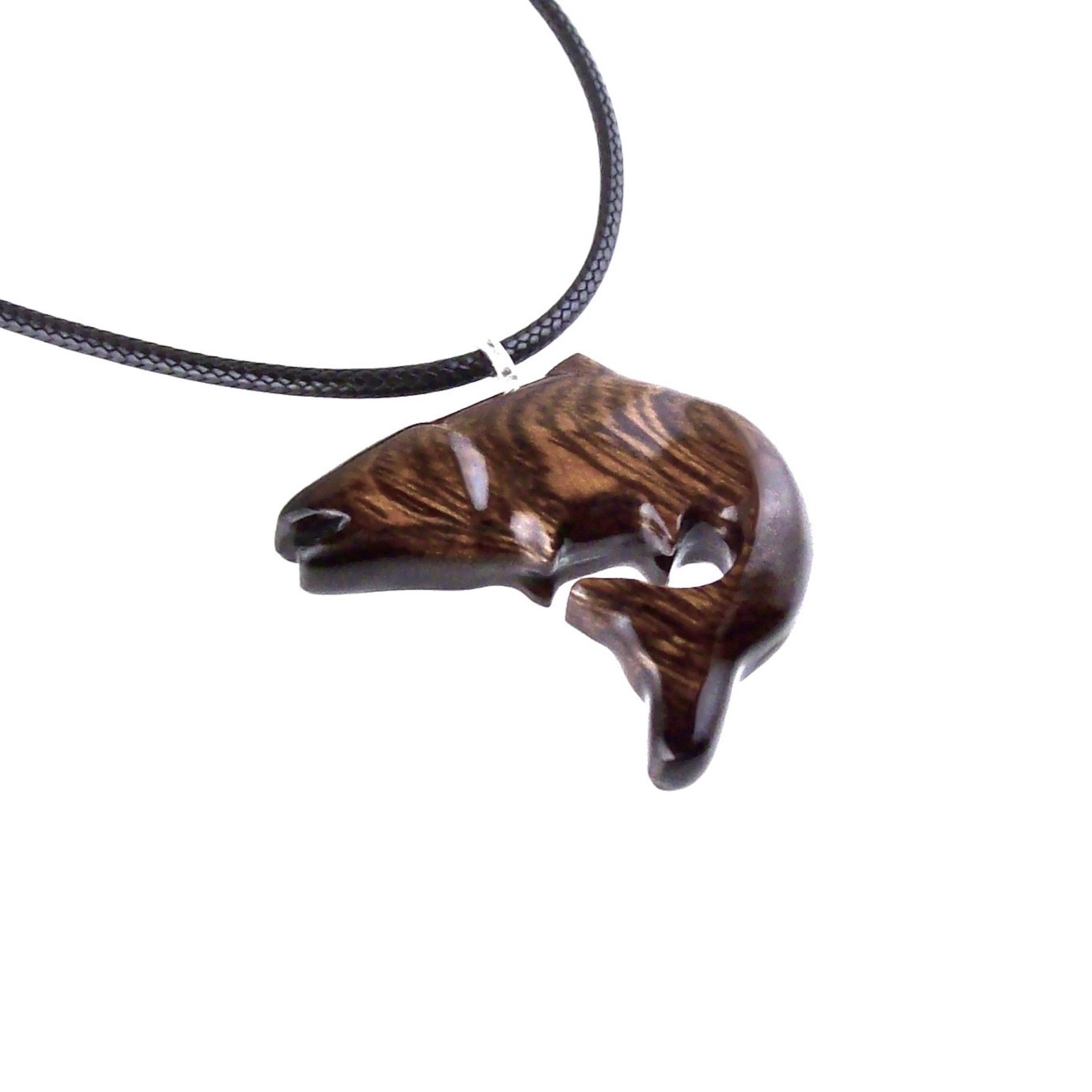 Salmon Necklace, Hand Carved Wooden Fish Pendant, Trout Necklace, Mens Wood Pendant, Fishermen Jewelry, Gift for Him
