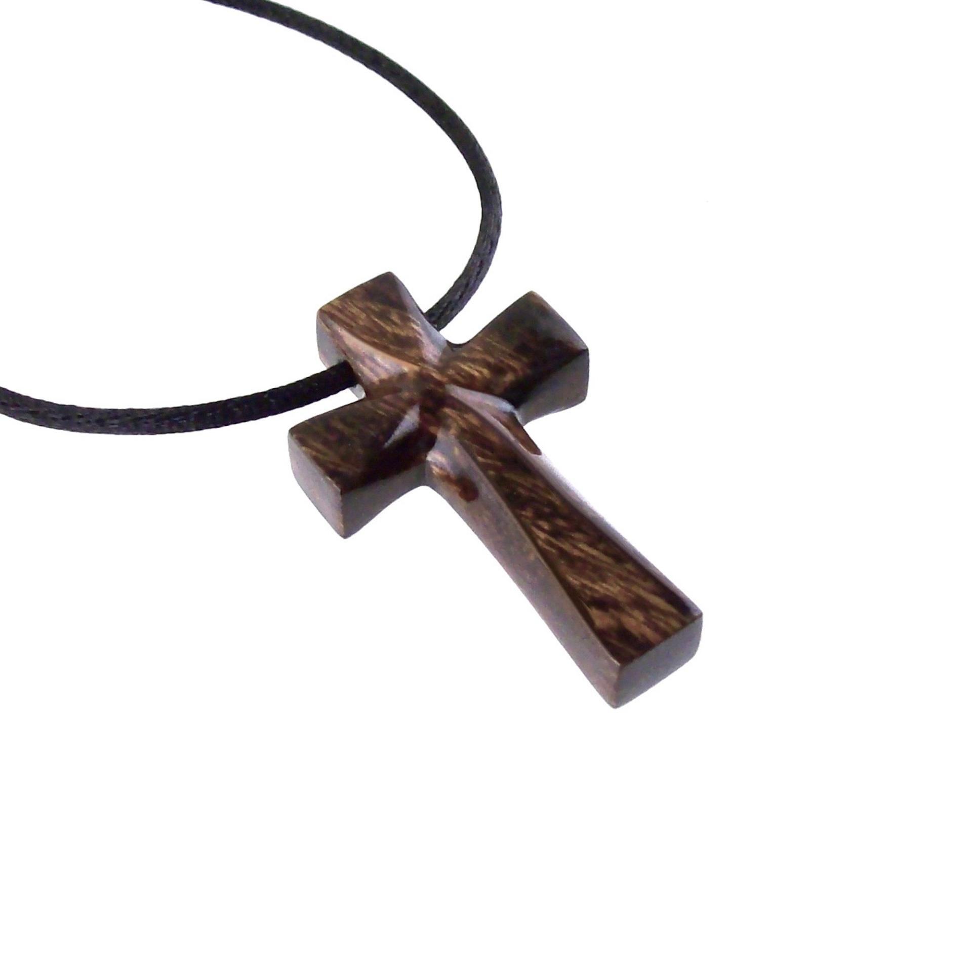 Hand Carved Wooden Cross Pendant, Mens Wood Cross Necklace, Handmade Christian Jewelry, One of a Kind Gift for Him
