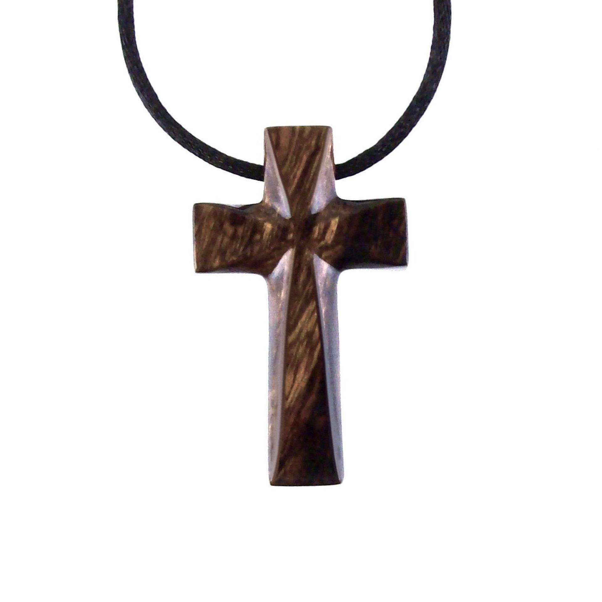 Hand Carved Wooden Cross Pendant, Mens Wood Cross Necklace, Handmade Christian Jewelry, One of a Kind Gift for Him