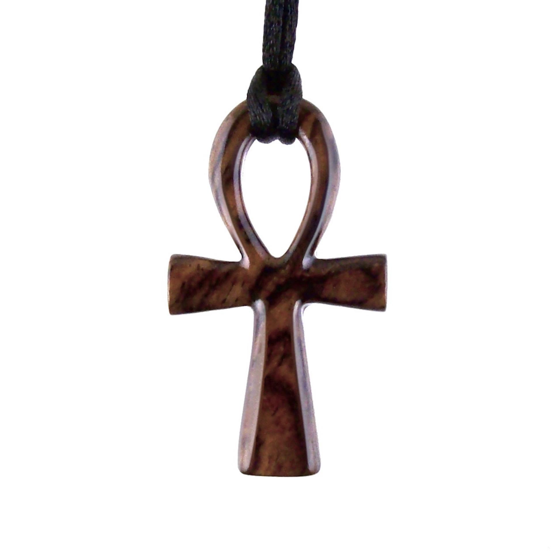 Wooden Ankh Pendant, Hand Carved Egyptian Ankh Cross Necklace for Men or Women, African Wood Jewelry Gift for Him Her