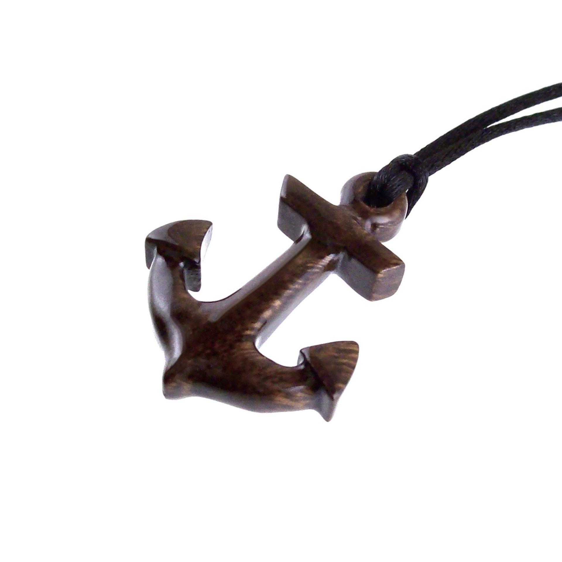Hand Carved Anchor Necklace, Wooden Anchor Pendant, Mens Wood Necklace, Handmade Nautical Jewelry, Gift for Him
