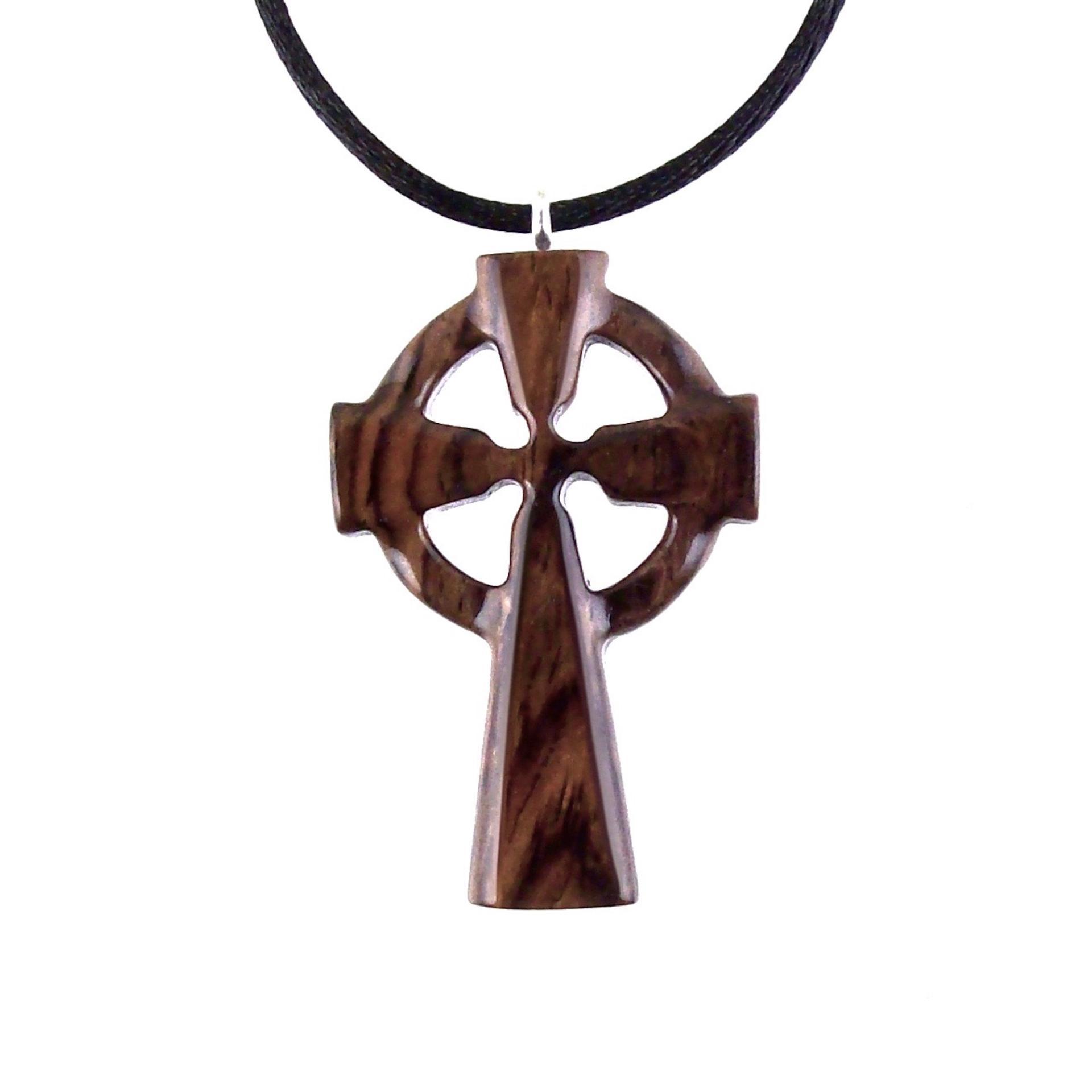 Wooden Celtic Cross Pendant, Hand Carved Celtic Cross Necklace, Wood Cross Necklace Gift for Him, Irish Christian Jewelry