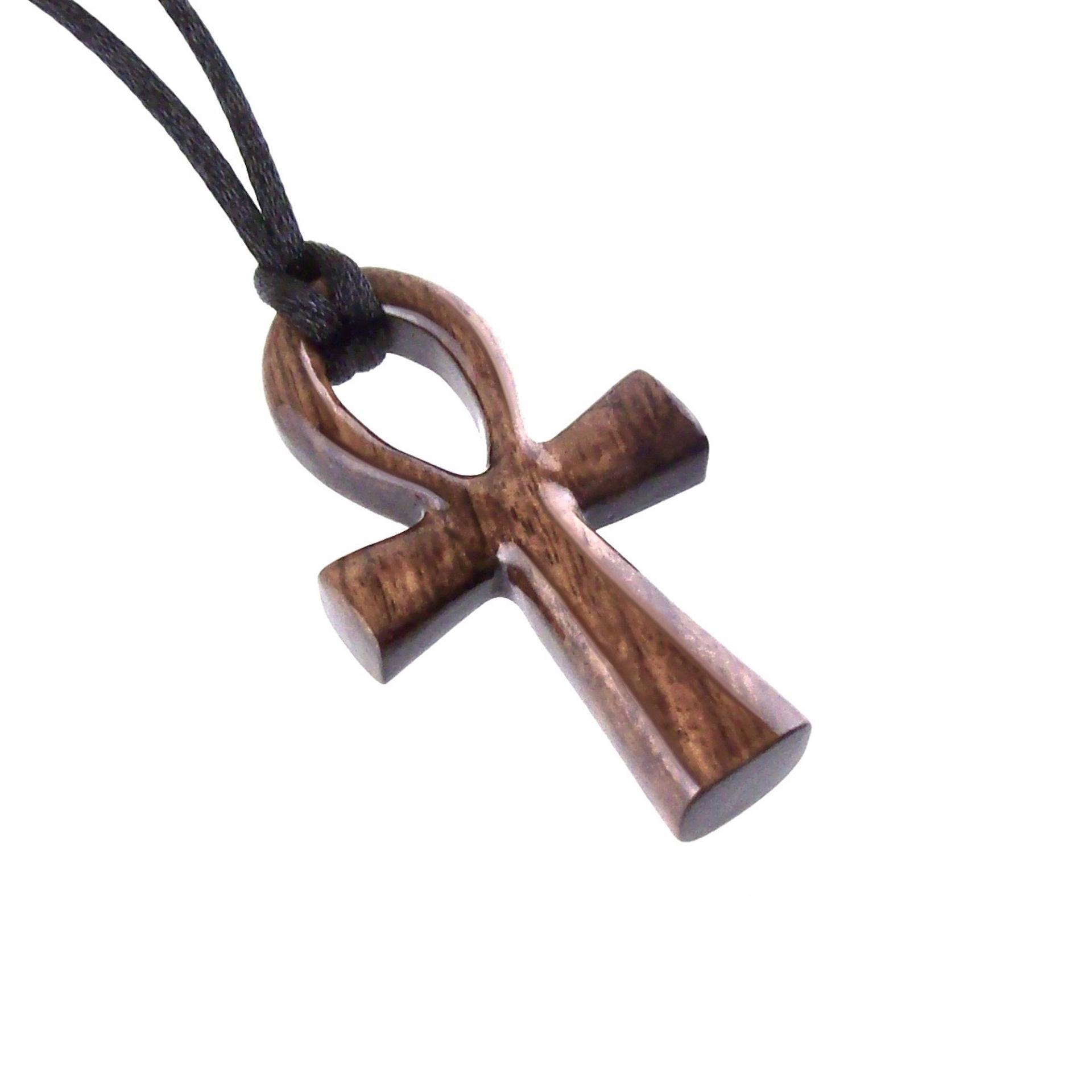 Wood Ankh Pendant, Hand Carved Egyptian Wooden Ankh Cross Necklace for Men or Women, African Jewelry Gift