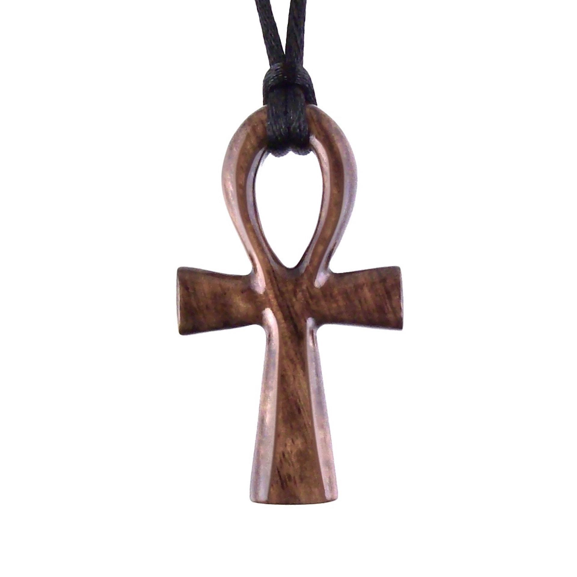 Wood Ankh Pendant, Hand Carved Egyptian Wooden Ankh Cross Necklace for Men or Women, African Jewelry Gift