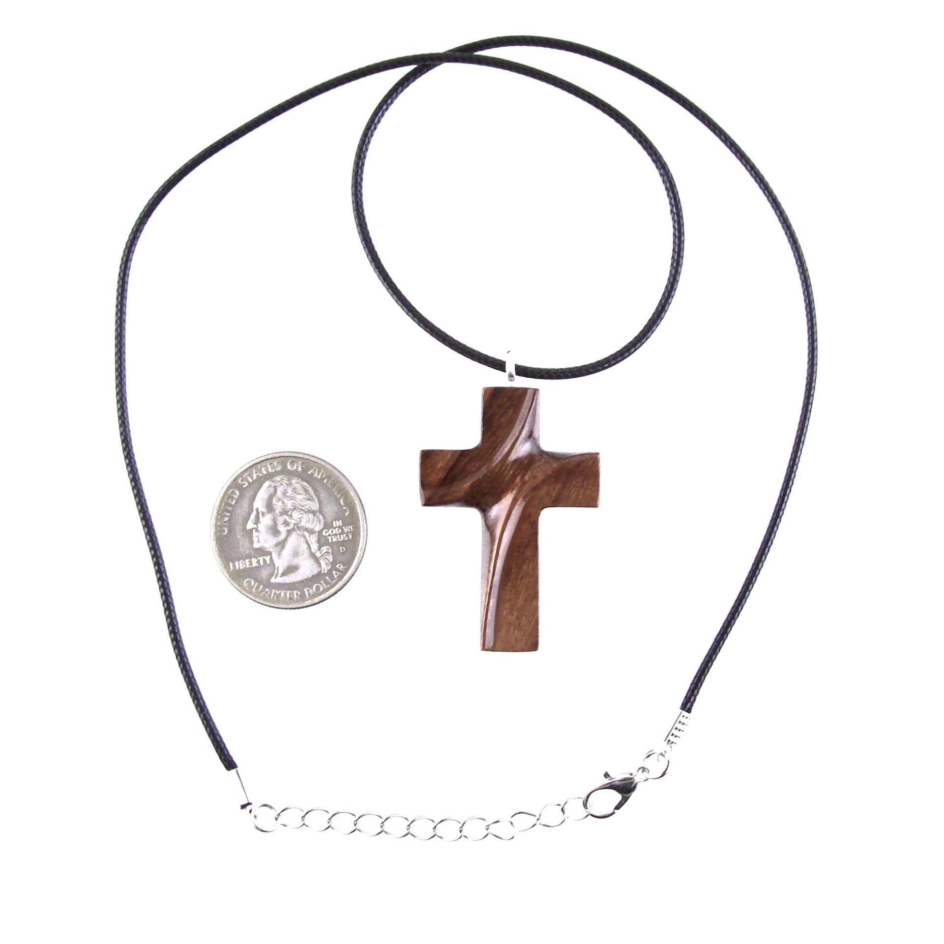 Wooden Cross Necklace, Hand Carved Wood Cross Pendant for Men or Women, Christian Jewelry Gift for Him or Her