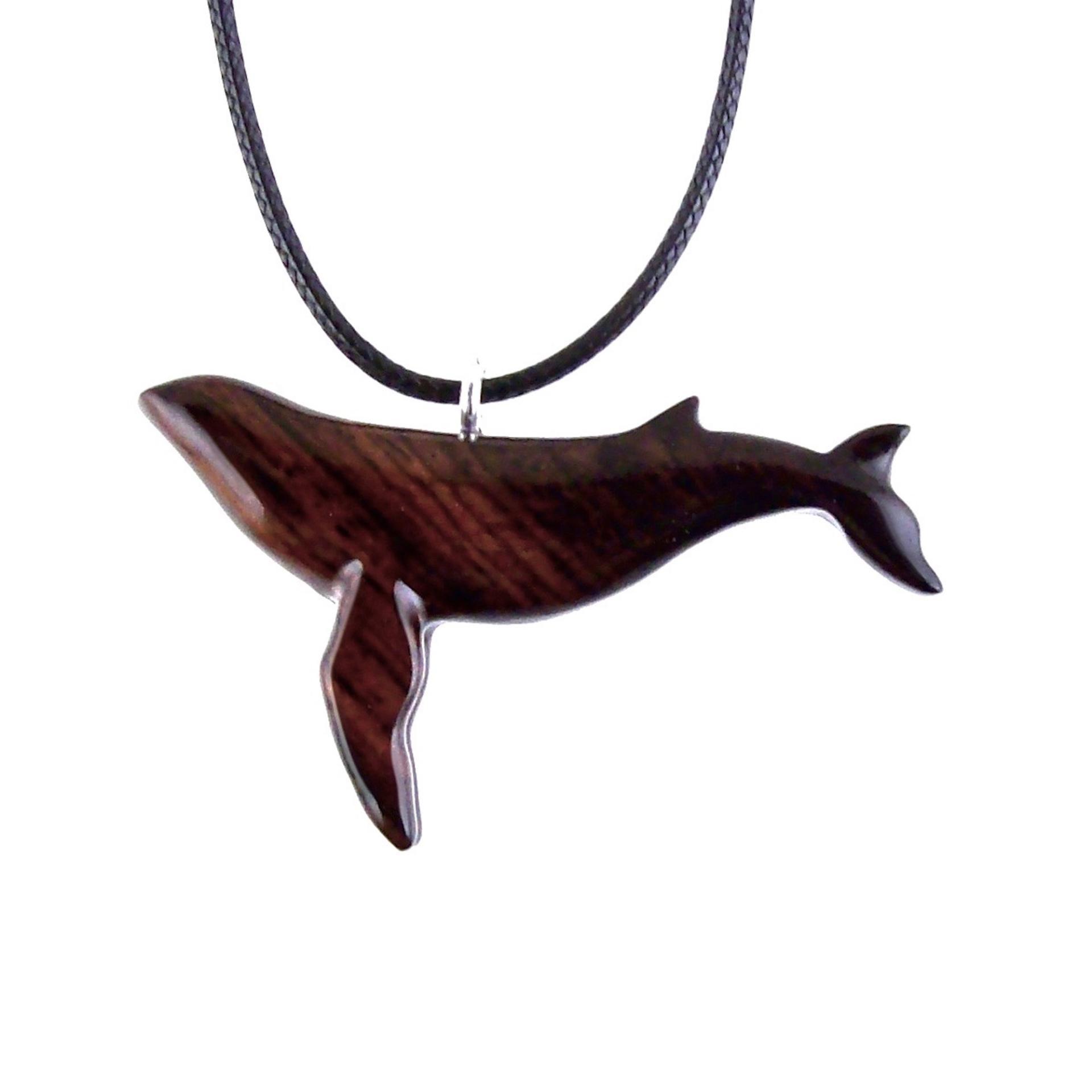 Humpback Whale Necklace, Hand Carved Wooden Sea Animal Pendant, Nautical Wood Jewelry, Whale-watcher Gift for Men Women