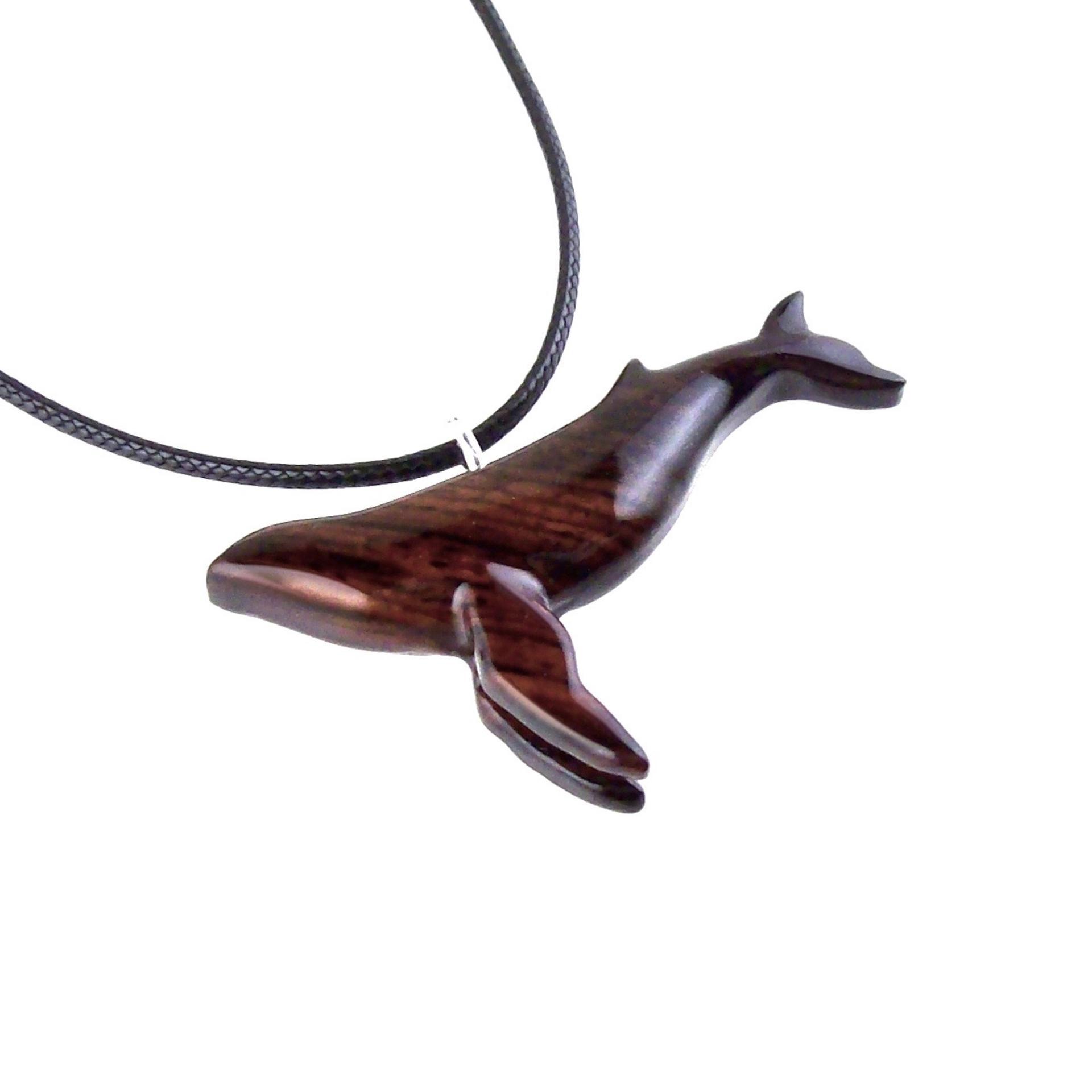 Humpback Whale Necklace, Hand Carved Wooden Sea Animal Pendant, Nautical Wood Jewelry, Whale-watcher Gift for Men Women