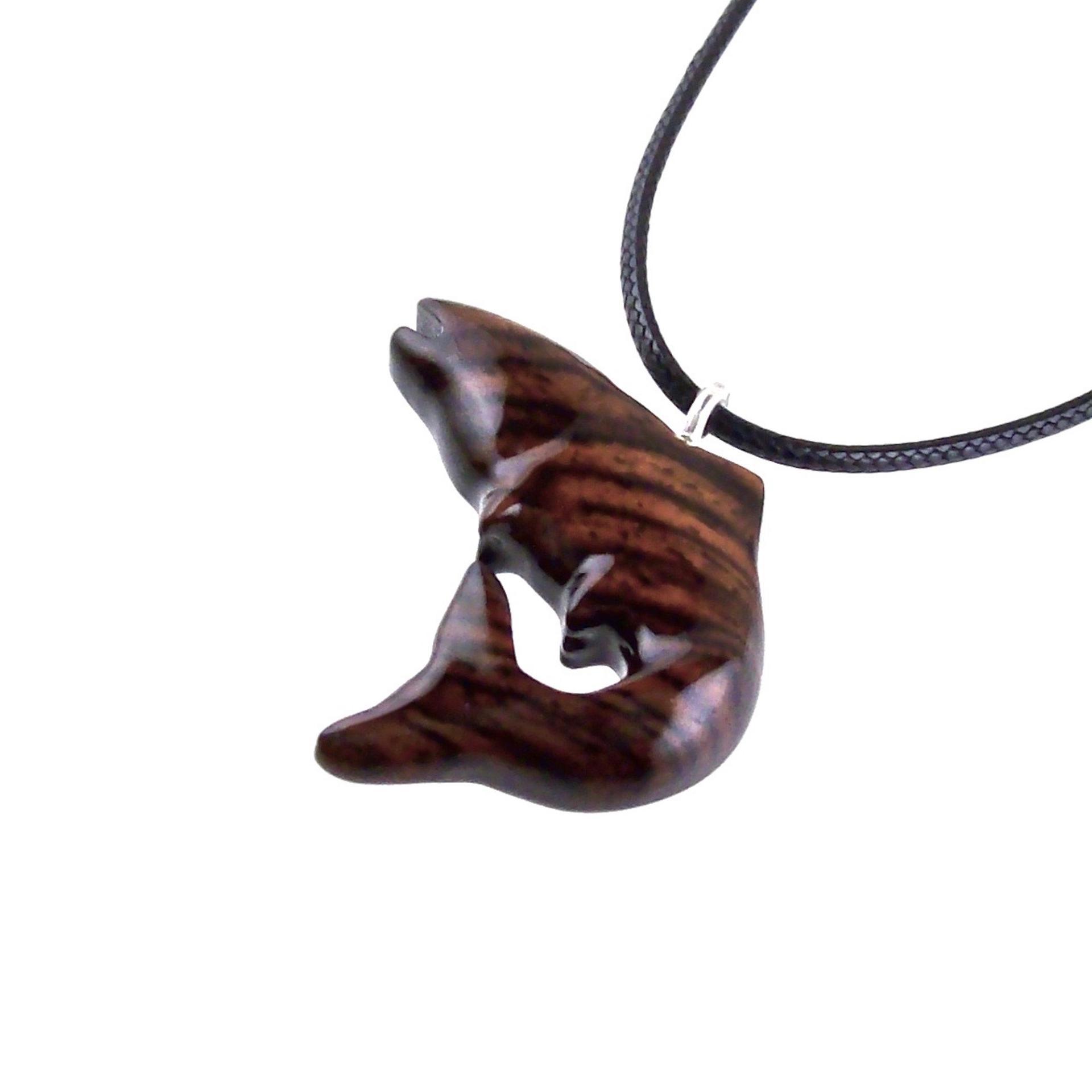 Salmon Necklace, Hand Carved Wooden Trout Pendant, Fish Jewelry, Mens Wood Necklace, Fisherman Gift