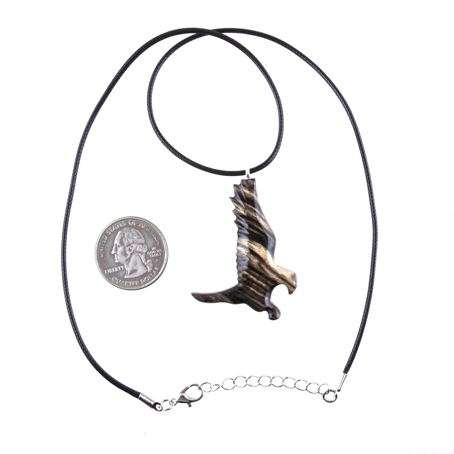 Hawk Necklace, Hand Carved Wooden Hawk Pendant for Men or Women, Wood Falcon Pendant, Totem Bird Jewelry