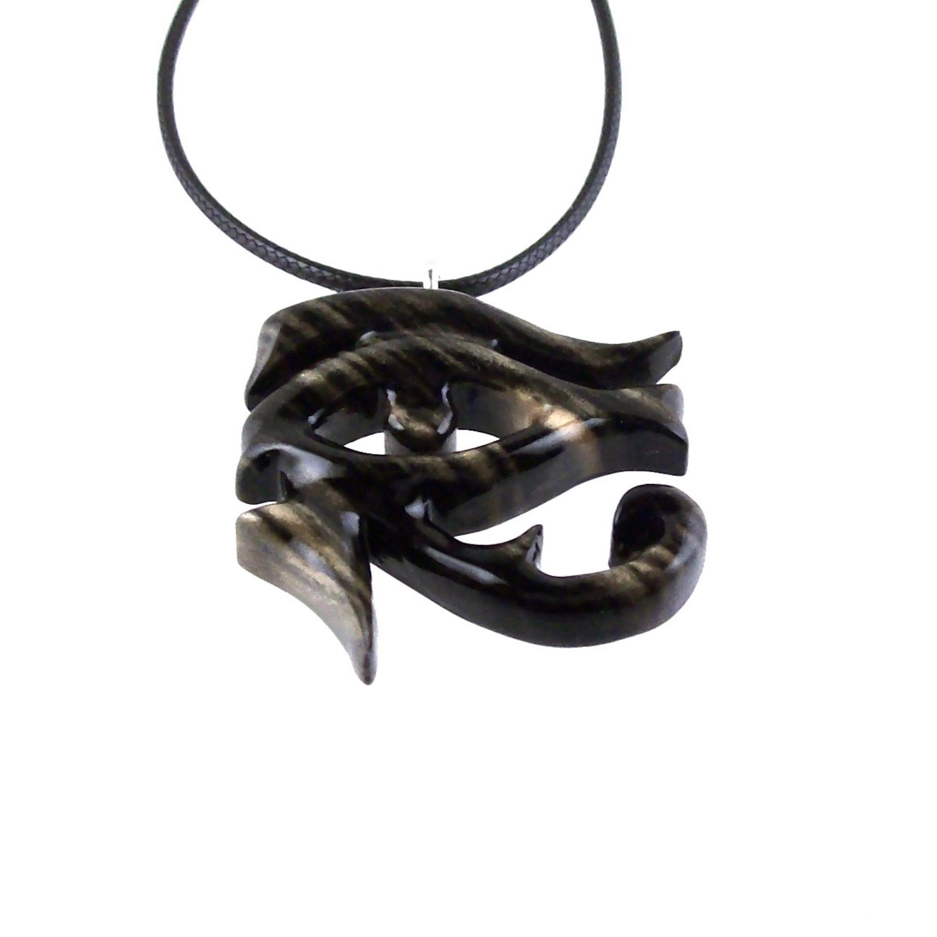 Eye of Horus Necklace, Hand Carved Wooden Eye of Horus Pendant, Eye of Ra Egyptian Amulet for Men or Women