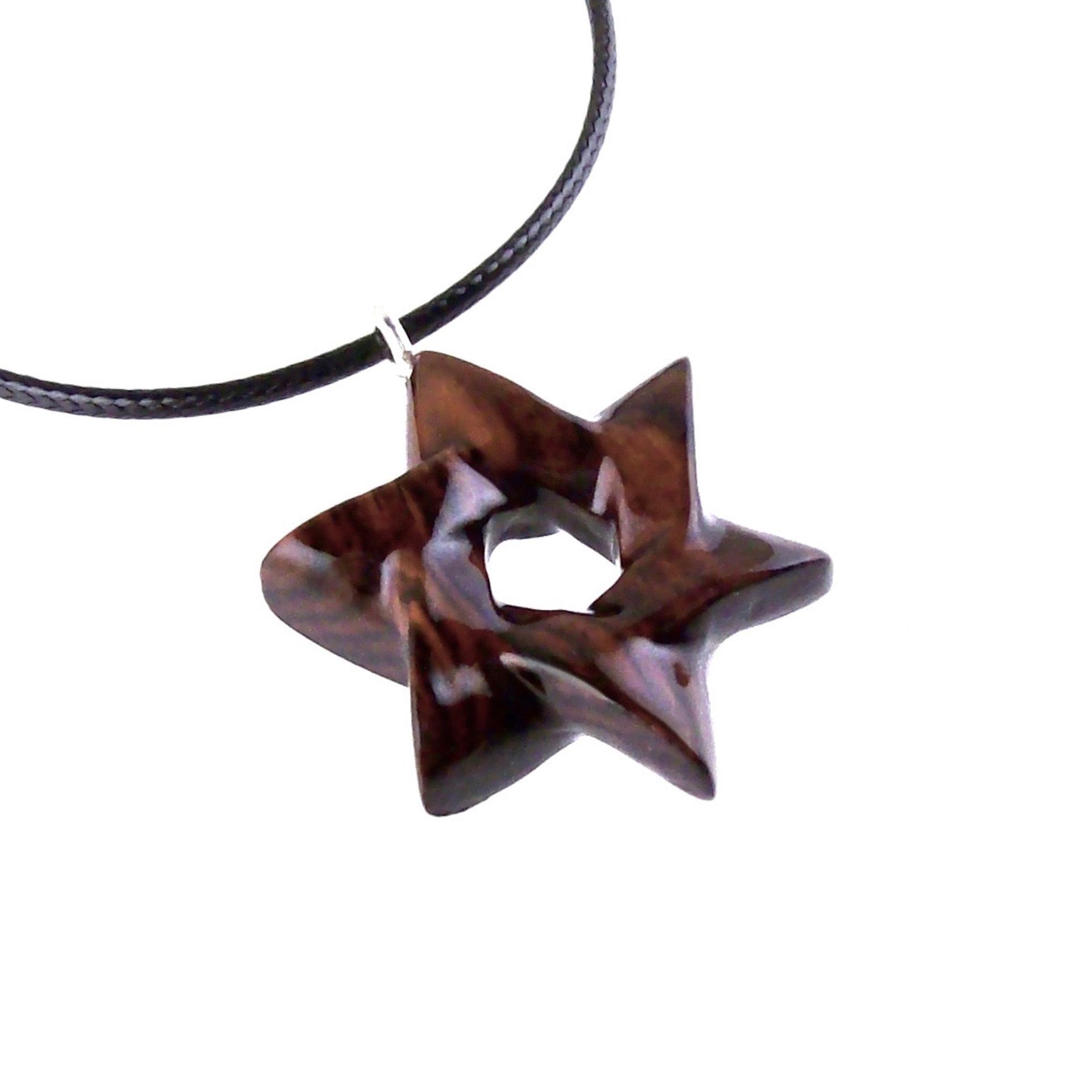 Star of David Pendant, Hand Carved Wooden Jewish Star Necklace for Men or Women, Wood Jewish Jewelry