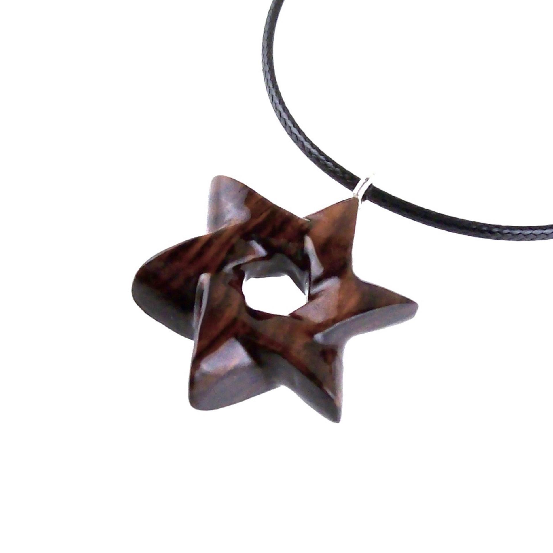 Star of David Pendant, Hand Carved Wooden Jewish Star Necklace for Men or Women, Wood Jewish Jewelry