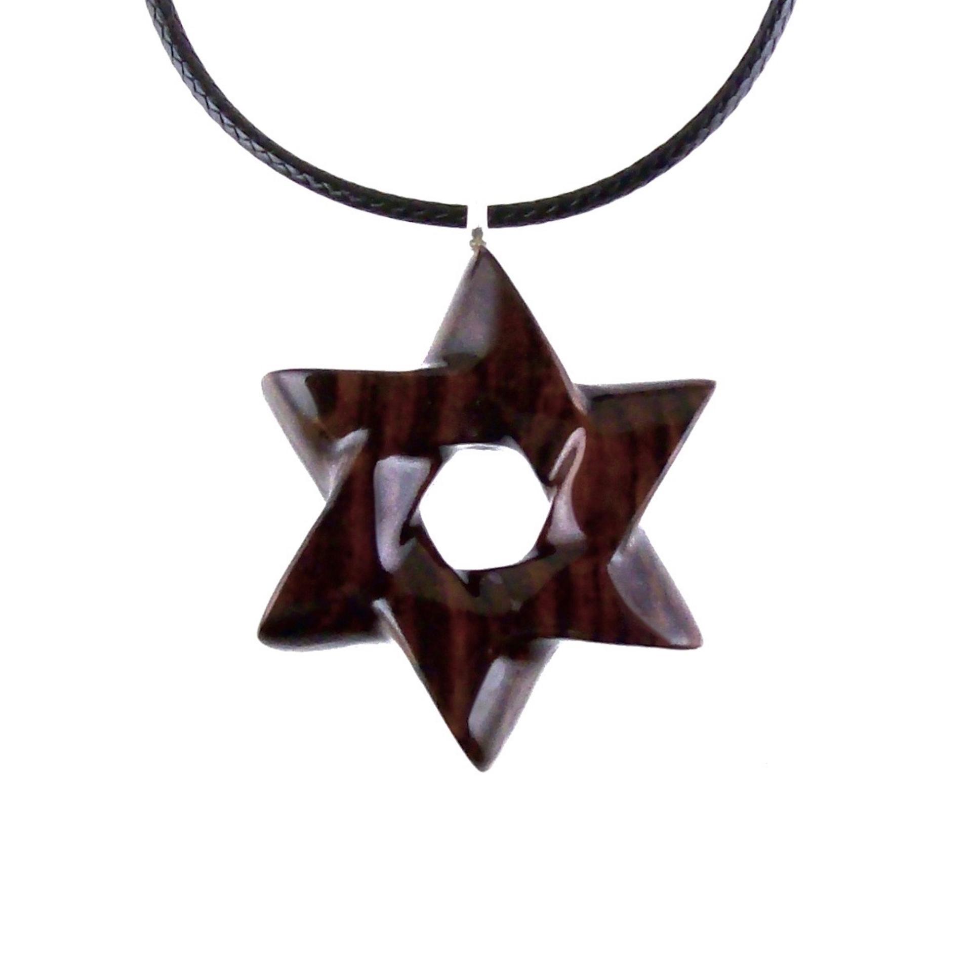 Star of David Pendant, Hand Carved Wooden Jewish Star Necklace for Men or Women, Wood Jewish Jewelry