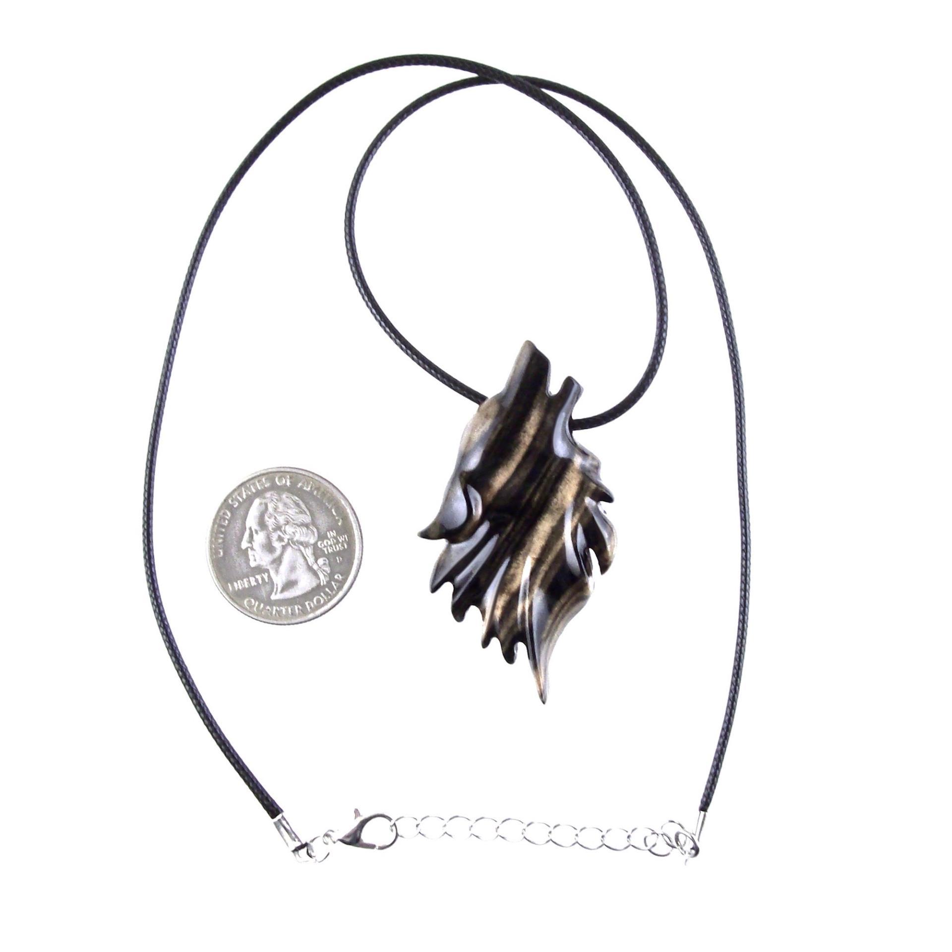 Wolf Necklace, Hand Carved Wooden Wolf Pendant for Men or Women, Spirit Animal Totem Woodland Jewelry