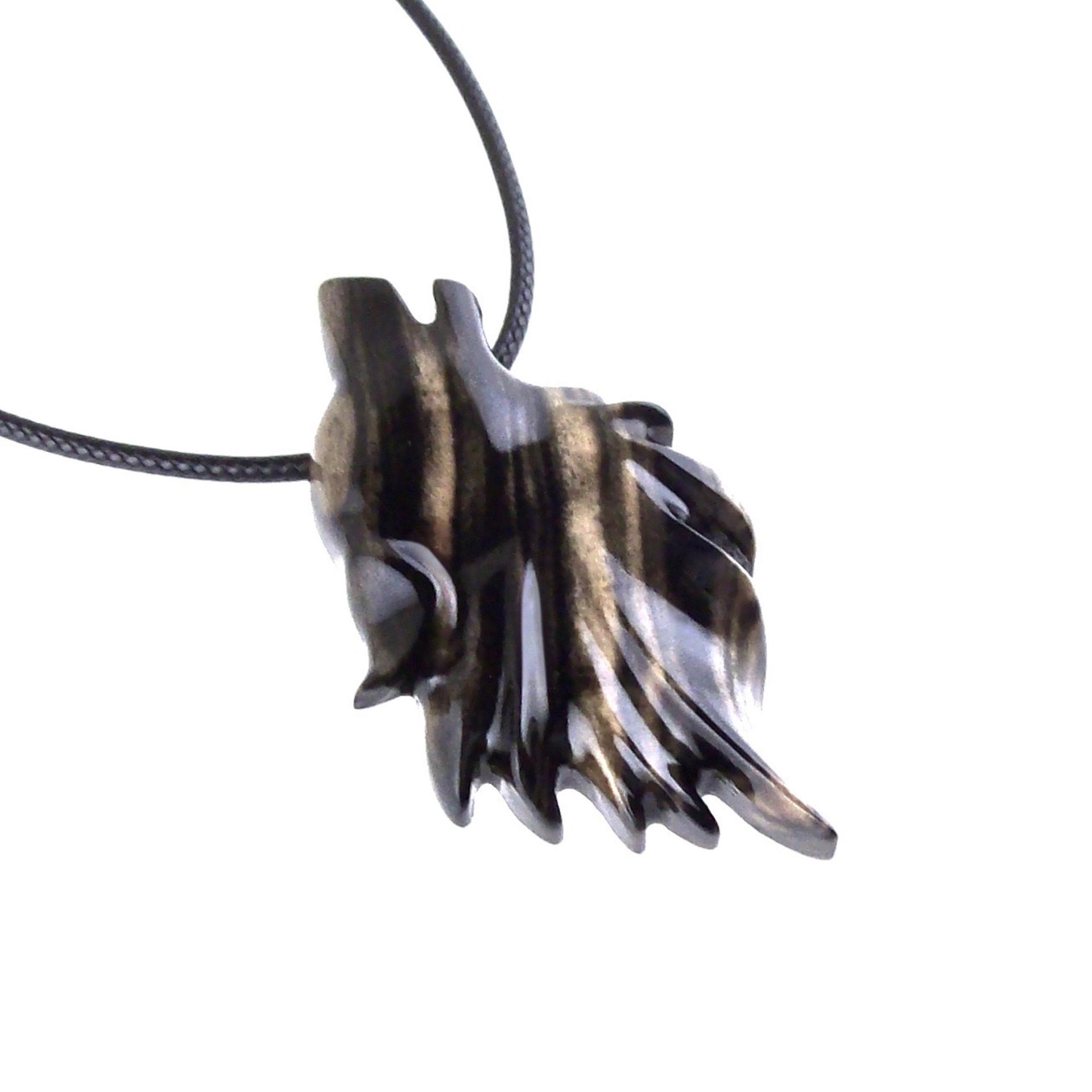 Wolf Necklace, Hand Carved Wooden Wolf Pendant for Men or Women, Spirit Animal Totem Woodland Jewelry