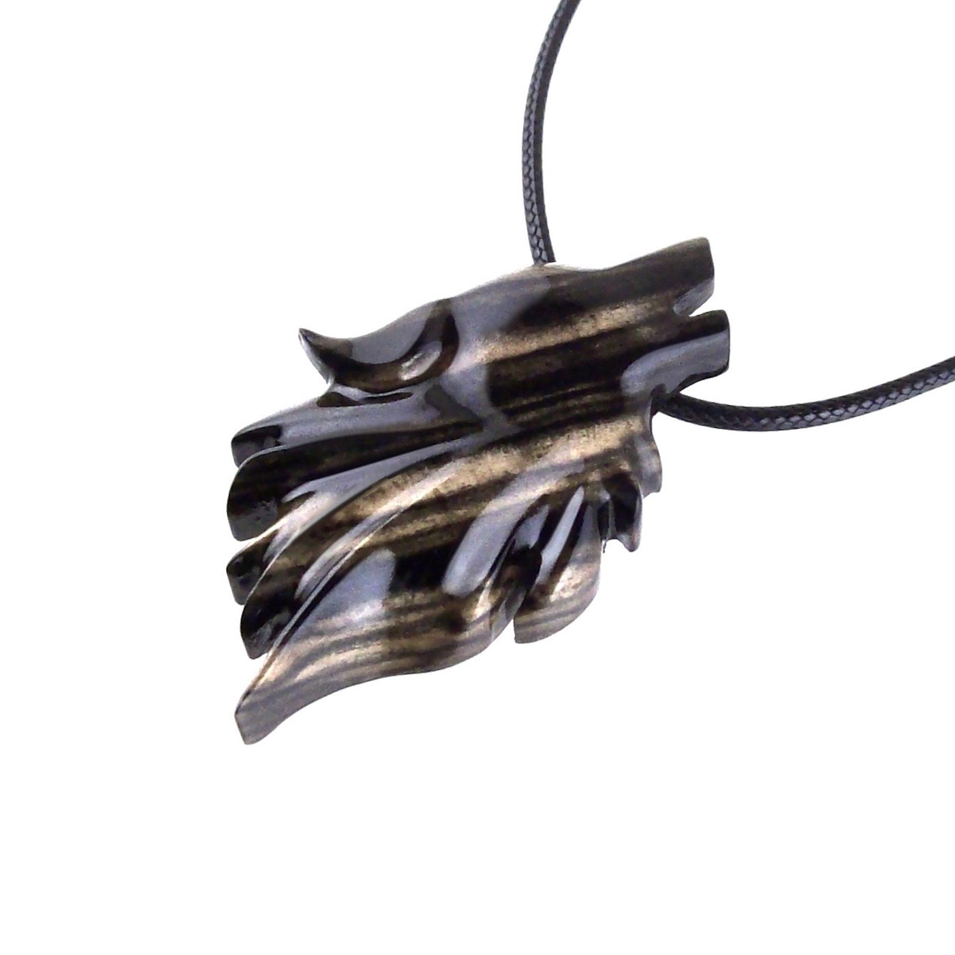 Wolf Necklace, Hand Carved Wooden Wolf Pendant for Men or Women, Spirit Animal Totem Woodland Jewelry