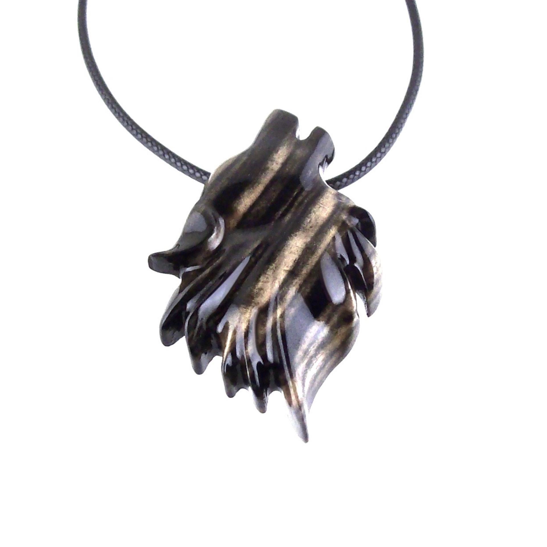 Wolf Necklace, Hand Carved Wooden Wolf Pendant for Men or Women, Spirit Animal Totem Woodland Jewelry