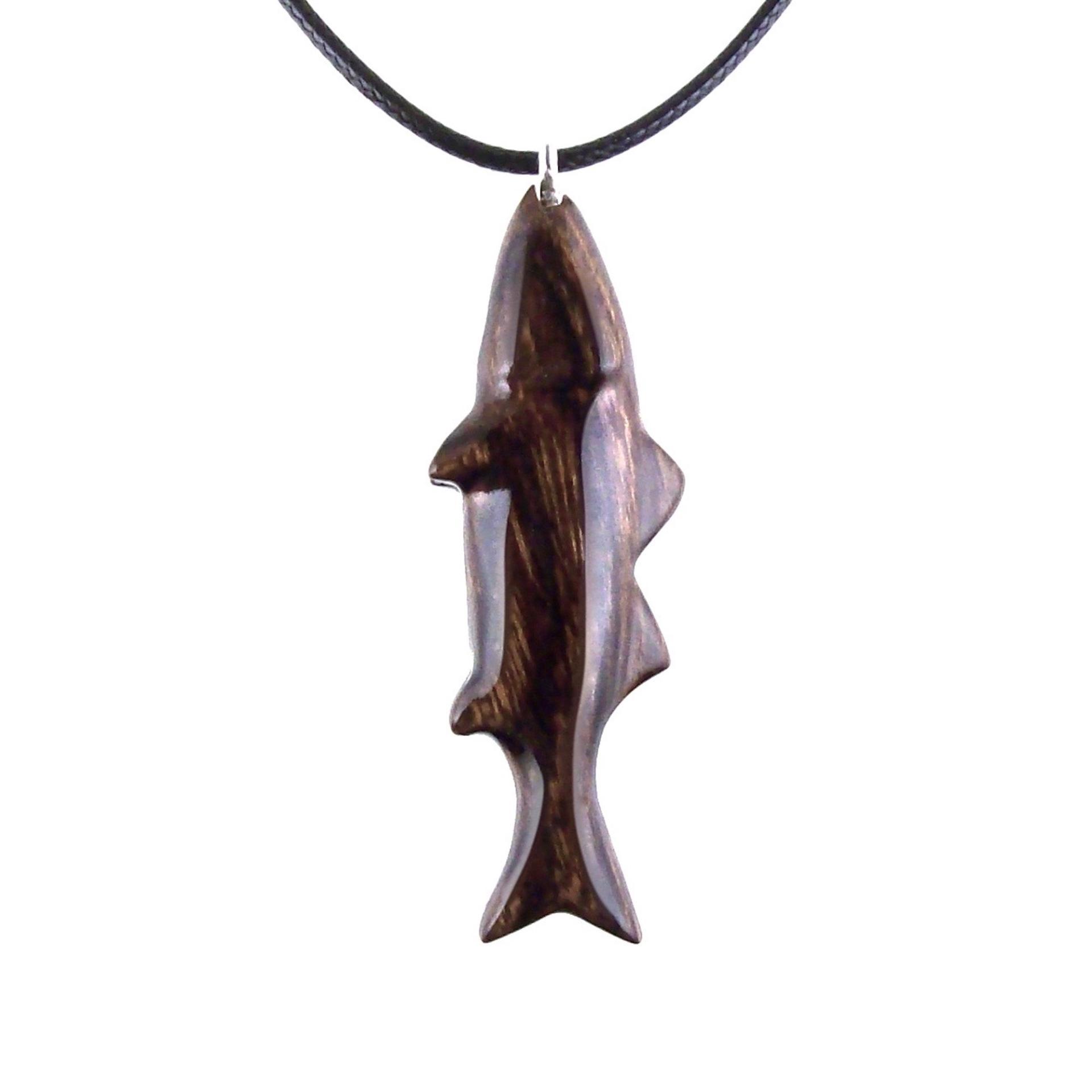 Hand Carved Fish Necklace, Wooden Striped Bass Pendant, Fishermen Jewelry, Mens Wood Necklace, One of a Kind Gift for Him