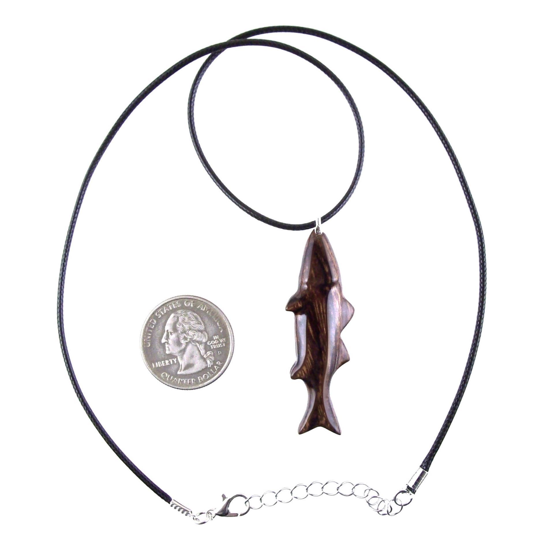 Hand Carved Fish Necklace, Wooden Striped Bass Pendant, Fishermen Jewelry, Mens Wood Necklace, One of a Kind Gift for Him