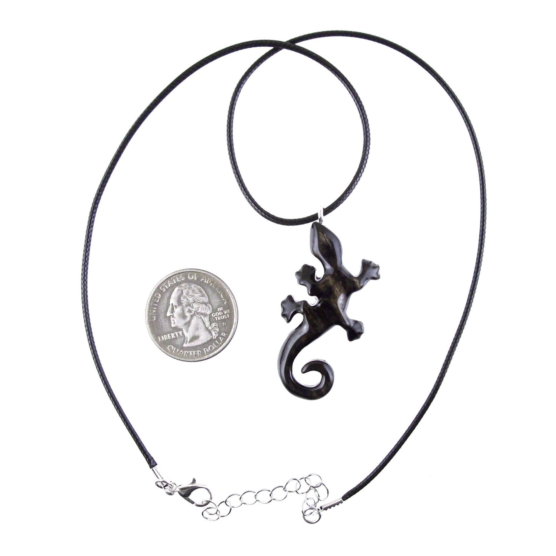 Hand Carved Lizard Pendant, Wooden Gecko Necklace, Wood Salamander Pendant, Totem Reptile Jewelry