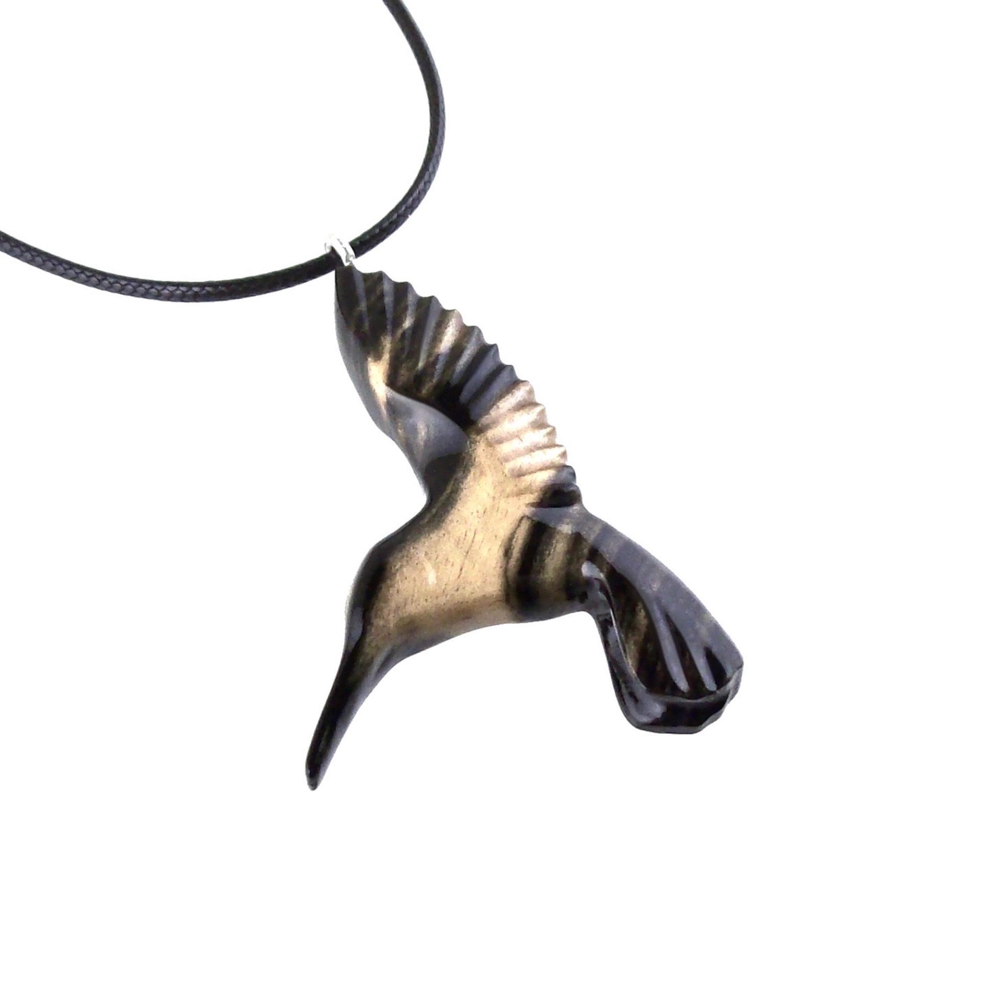 Hummingbird Necklace, Wooden Hummingbird Pendant, Hand Carved Wood Bird Jewelry, One of a Kind Handmade Gift for Her