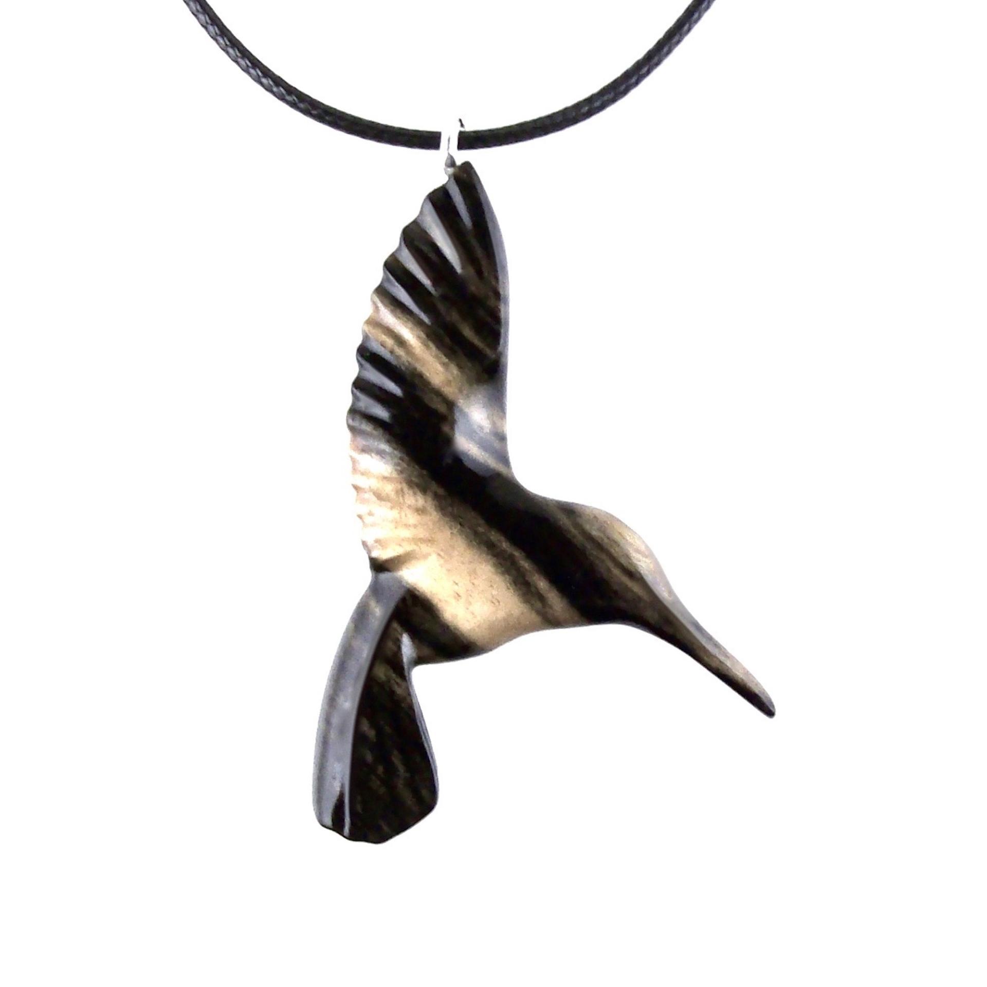 Hummingbird Necklace, Wooden Hummingbird Pendant, Hand Carved Wood Bird Jewelry, One of a Kind Handmade Gift for Her