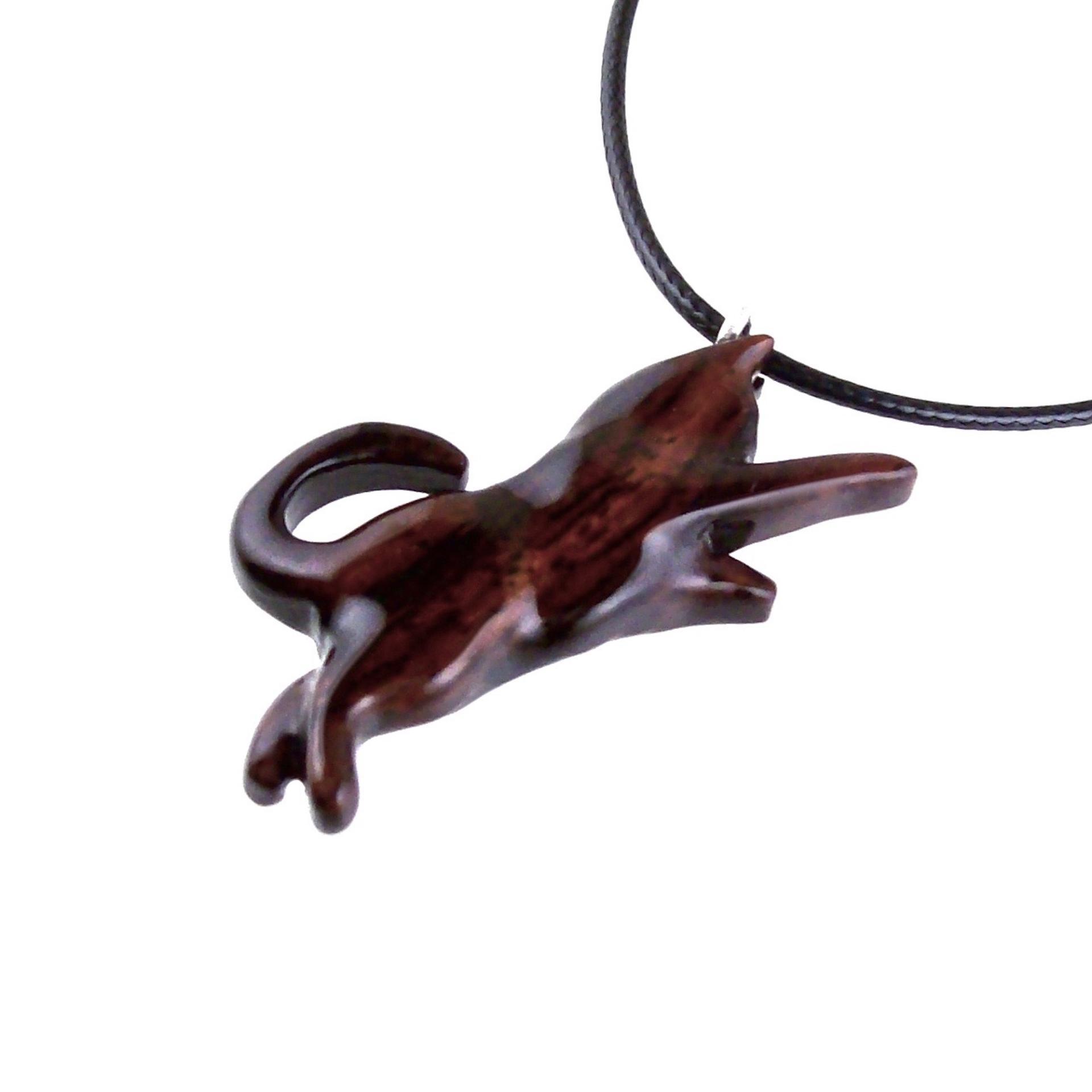 Hand Carved Cat Pendant, Wooden Kitten Necklace, Wood Animal Jewelry, Cat Lover Gift