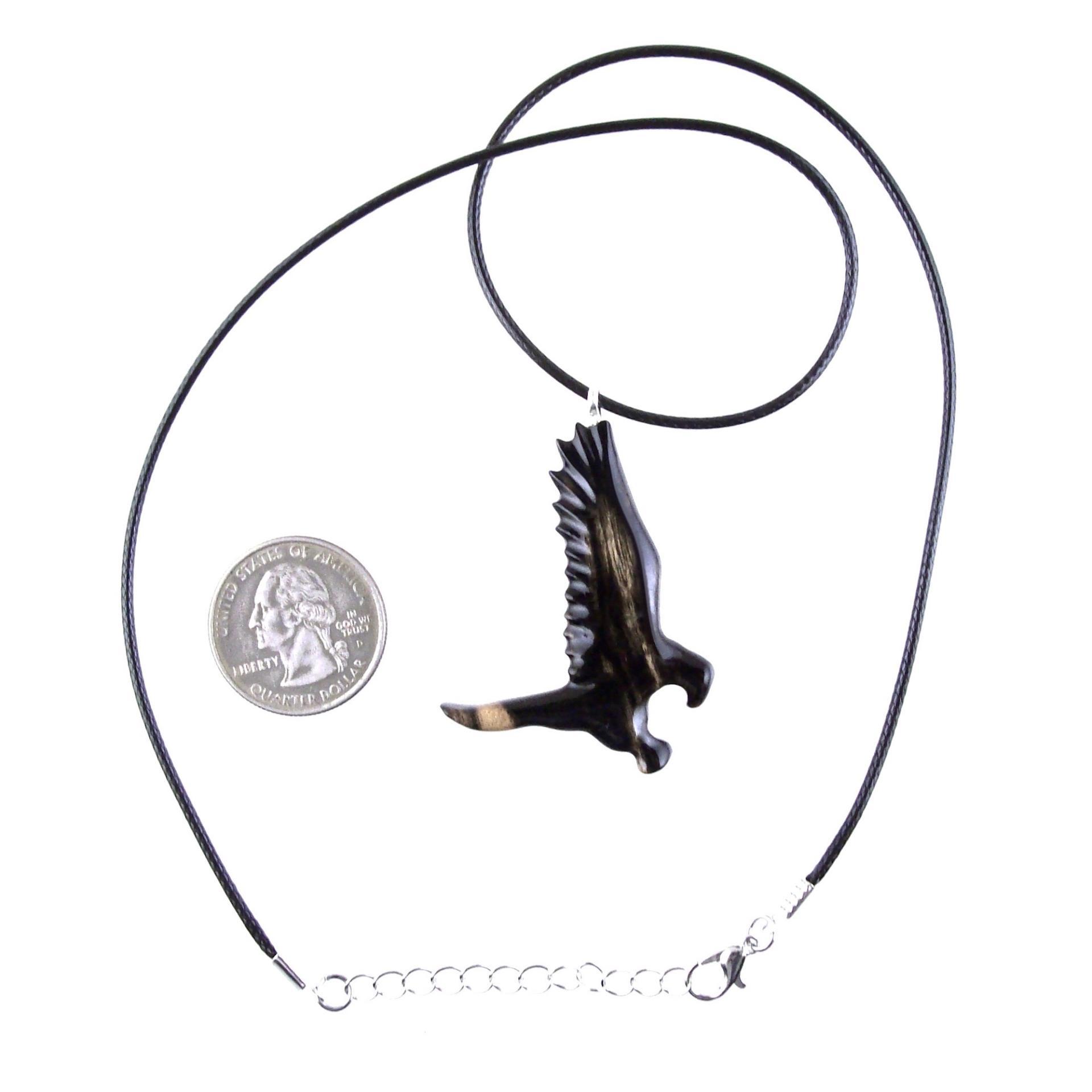Hawk Necklace, Hand Carved Wooden Hawk Pendant for Men or Women, Wood Falcon Pendant, Totem Bird Jewelry