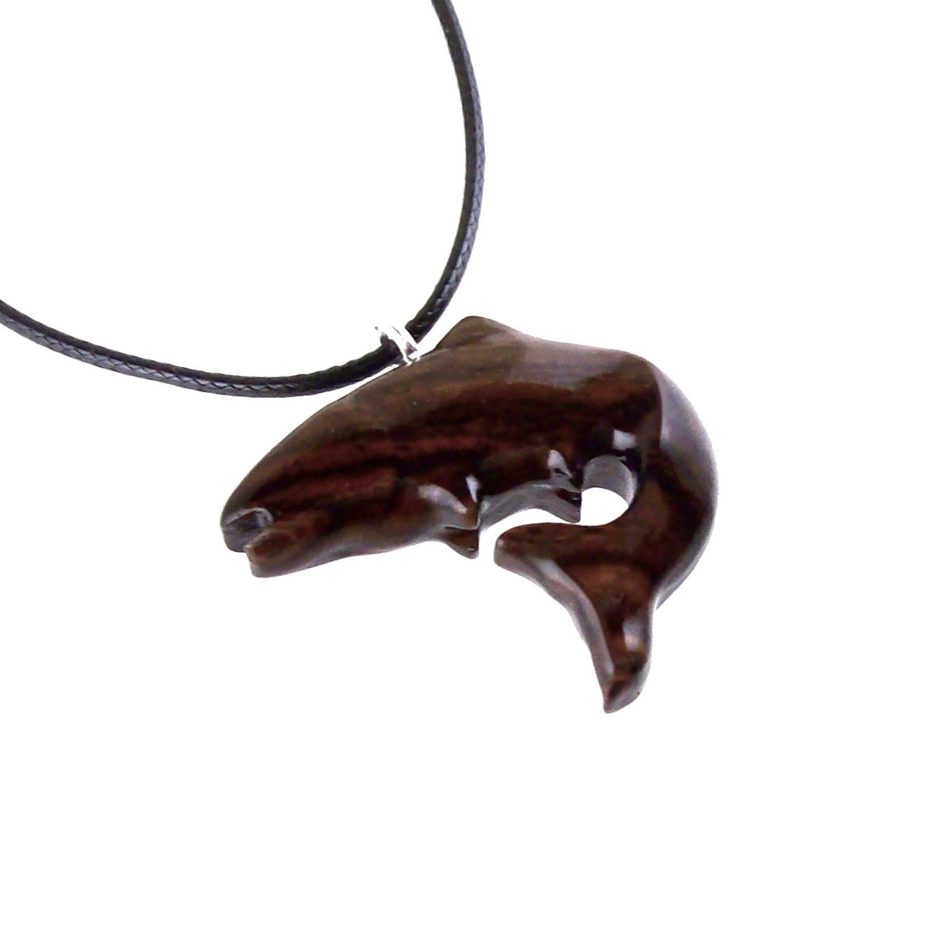 Salmon Necklace, Hand Carved Wooden Trout Pendant, Fish Jewelry, Mens Wood Necklace, Fisherman Gift