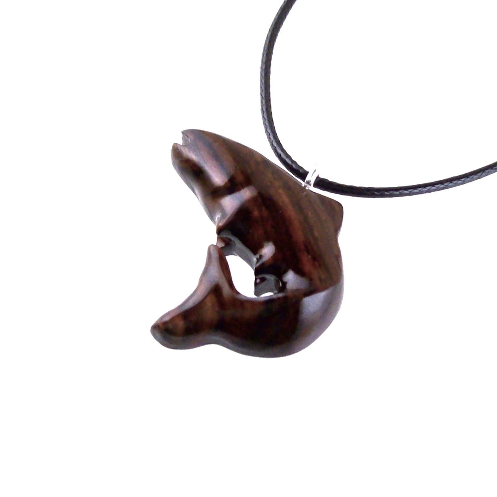 Salmon Necklace, Hand Carved Wooden Trout Pendant, Fish Jewelry, Mens Wood Necklace, Fisherman Gift