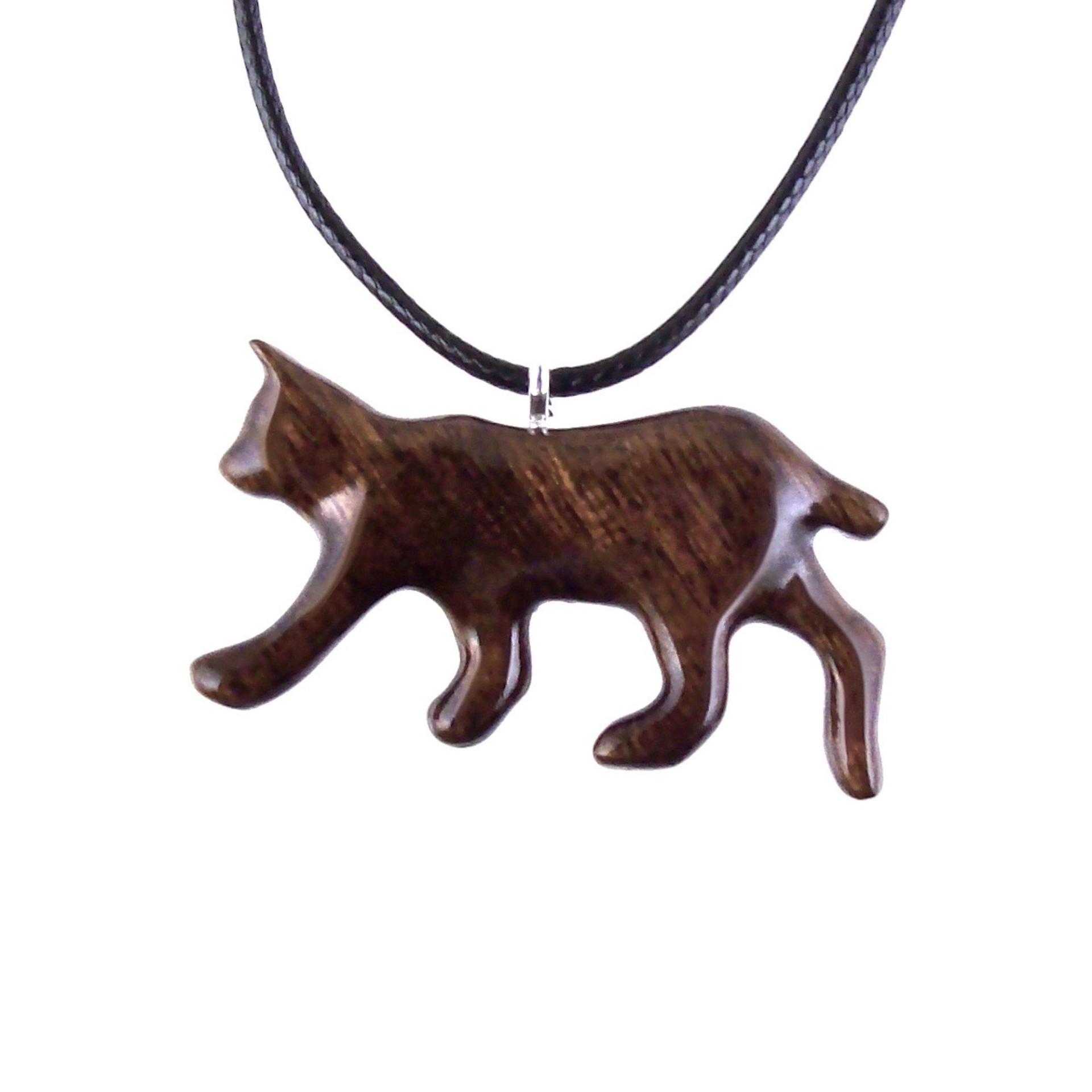Wooden Bobcat Pendant, Bobcat Necklace, Hand Carved Lynx Necklace, Wood Wildcat Necklace, Totem Spirit Animal Jewelry for Men or Women