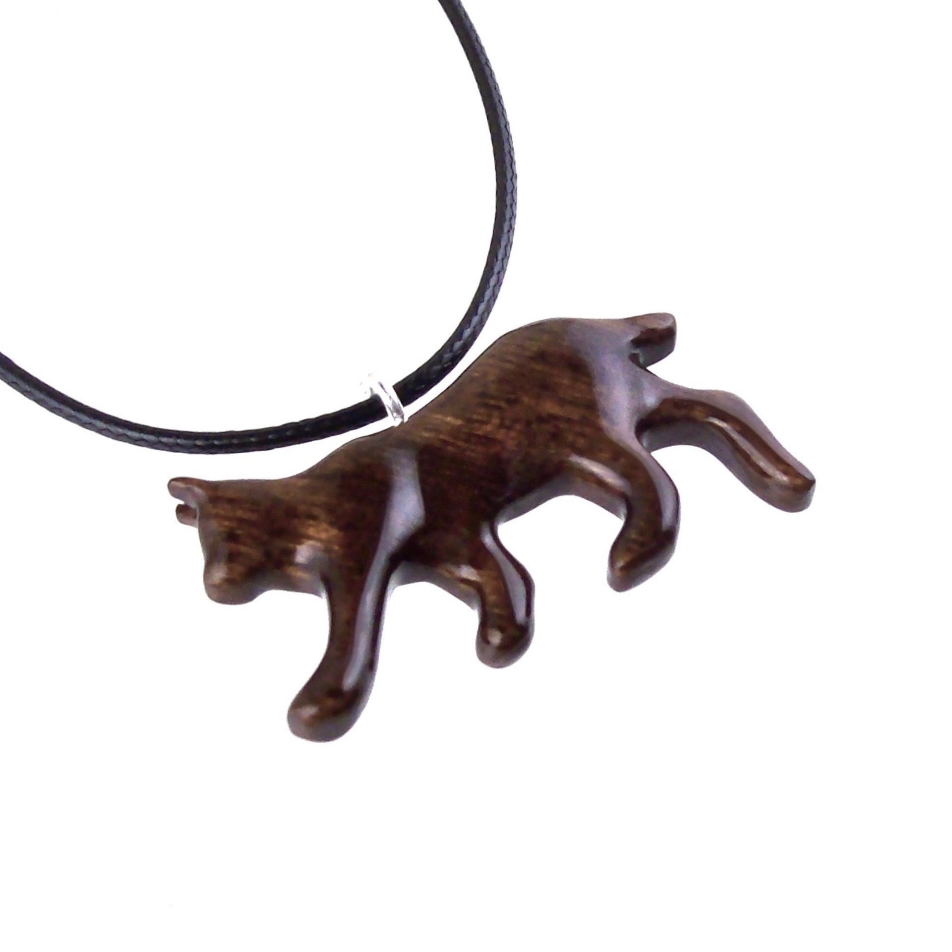 Wooden Bobcat Pendant, Bobcat Necklace, Hand Carved Lynx Necklace, Wood Wildcat Necklace, Totem Spirit Animal Jewelry for Men or Women