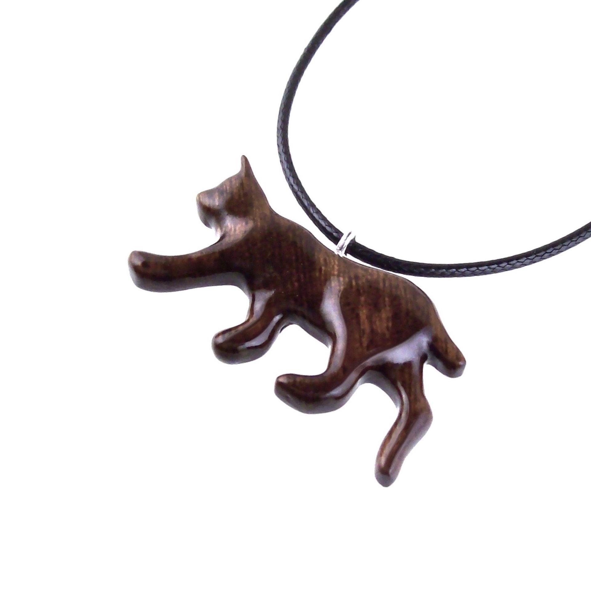 Wooden Bobcat Pendant, Bobcat Necklace, Hand Carved Lynx Necklace, Wood Wildcat Necklace, Totem Spirit Animal Jewelry for Men or Women