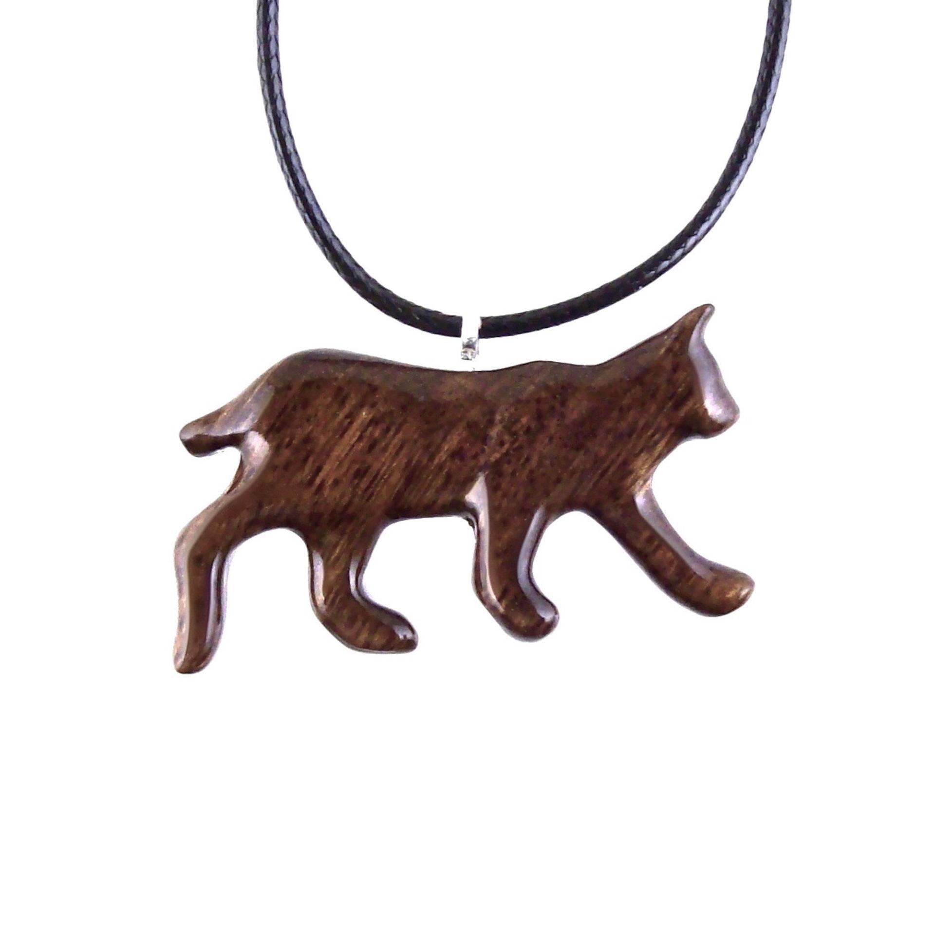Wooden Bobcat Pendant, Bobcat Necklace, Hand Carved Lynx Necklace, Wood Wildcat Necklace, Totem Spirit Animal Jewelry for Men or Women