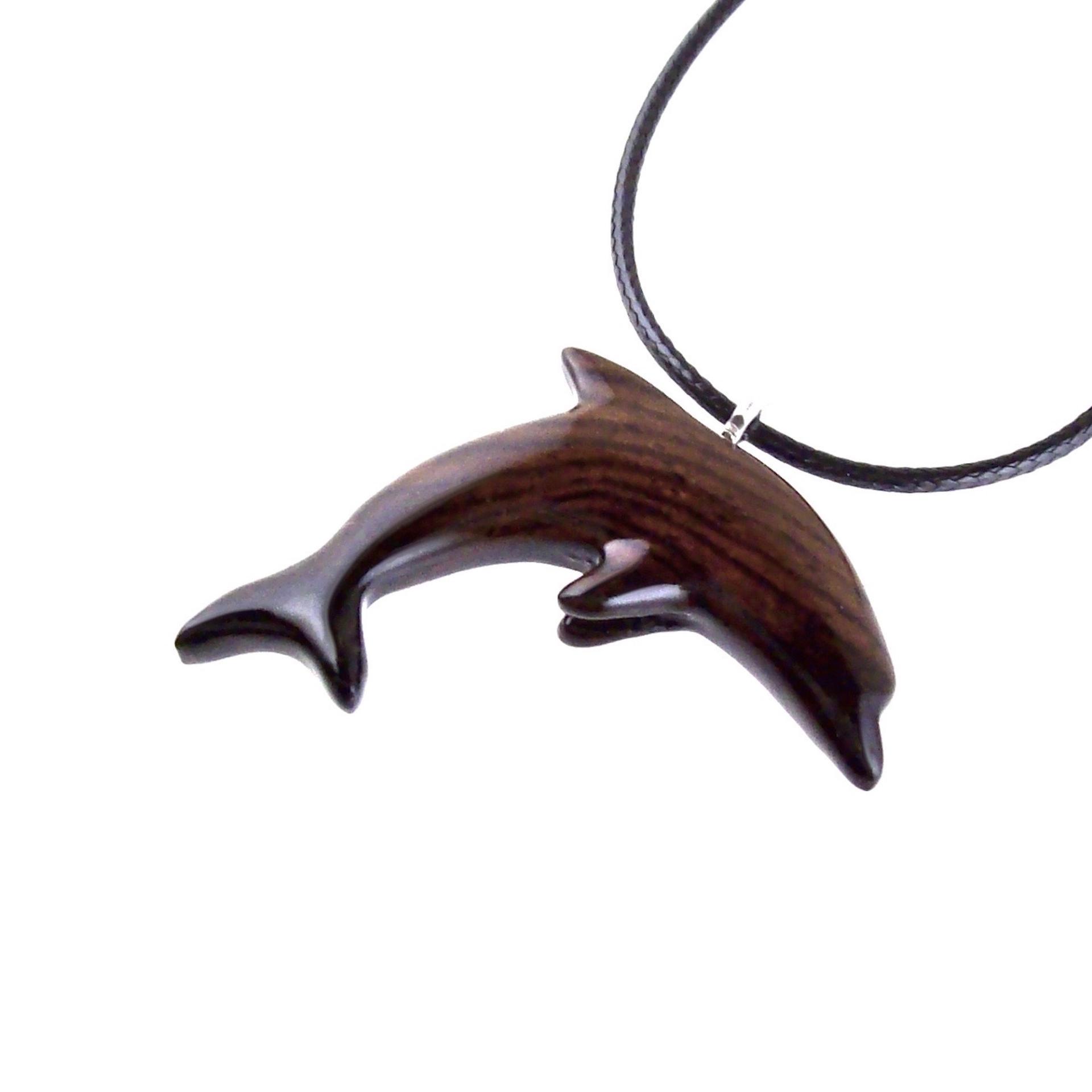 Wooden Dolphin Pendant, Hand Carved Dolphin Necklace, Sea Animal Necklace, Nautical Wood Jewelry for Men or Women