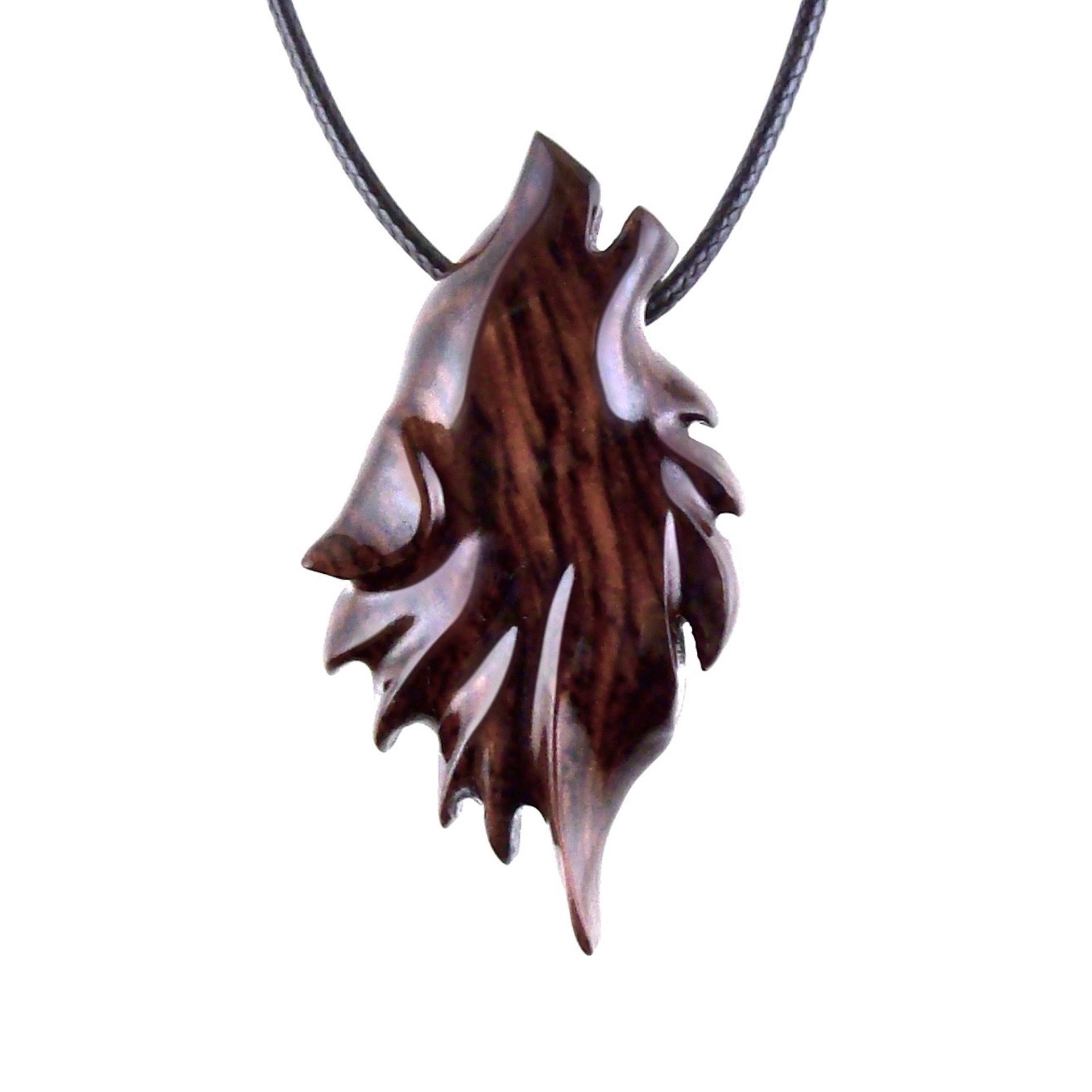 Carved Wolf Pendant, Wooden Wolf Necklace, Spirit Animal Totem, Handmade Wood Jewelry for Men or Women, One of a Kind Gift