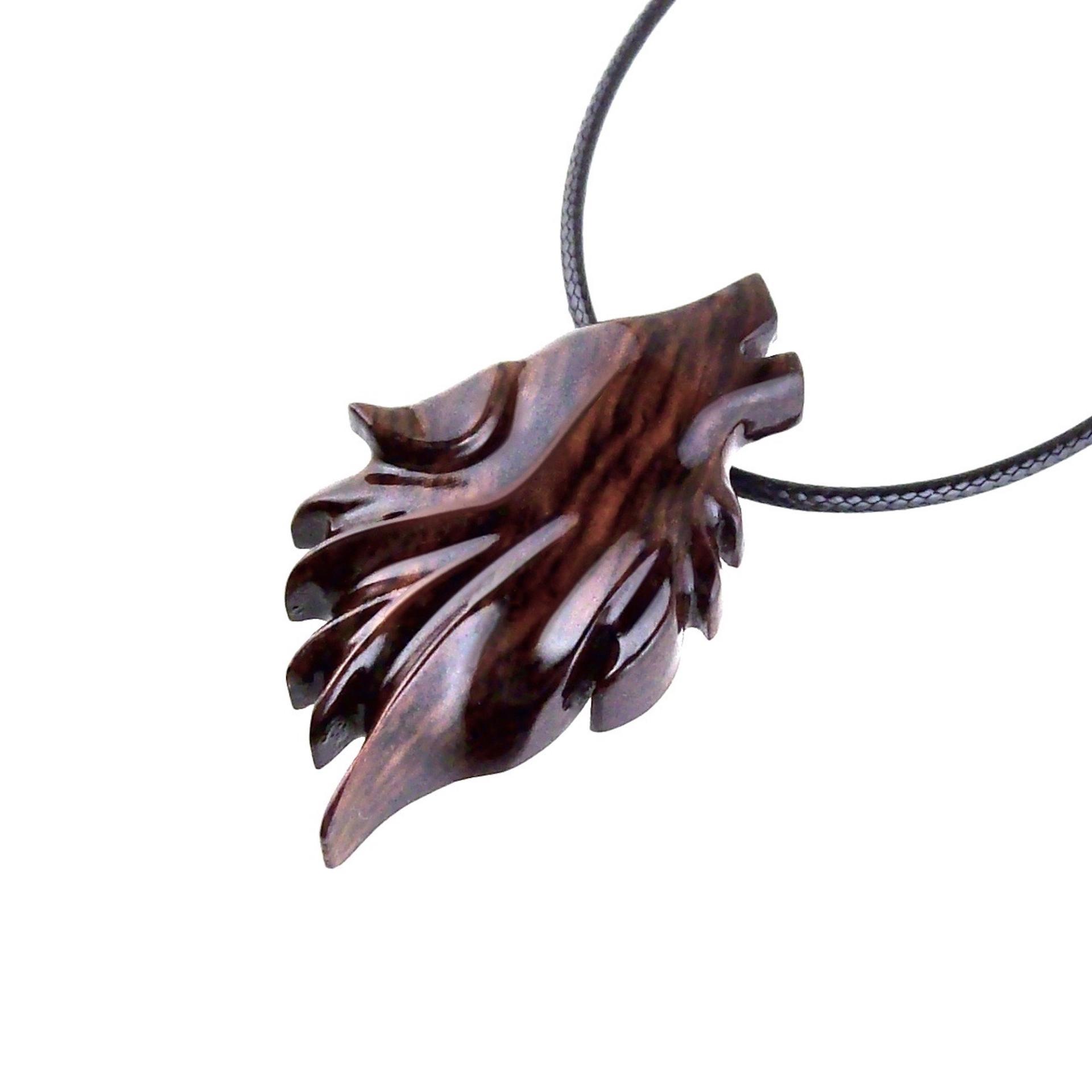 Carved Wolf Pendant, Wooden Wolf Necklace, Spirit Animal Totem, Handmade Wood Jewelry for Men or Women, One of a Kind Gift