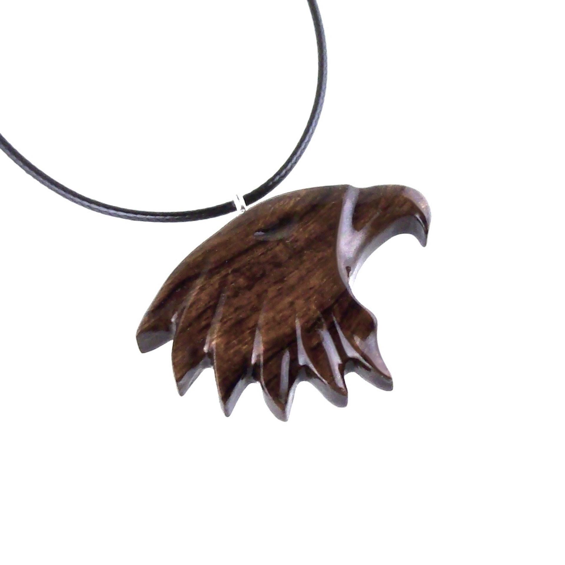 Hand Carved Wooden Eagle Pendant, Mens Wood Necklace, Spirit Animal Totem Bird Jewelry