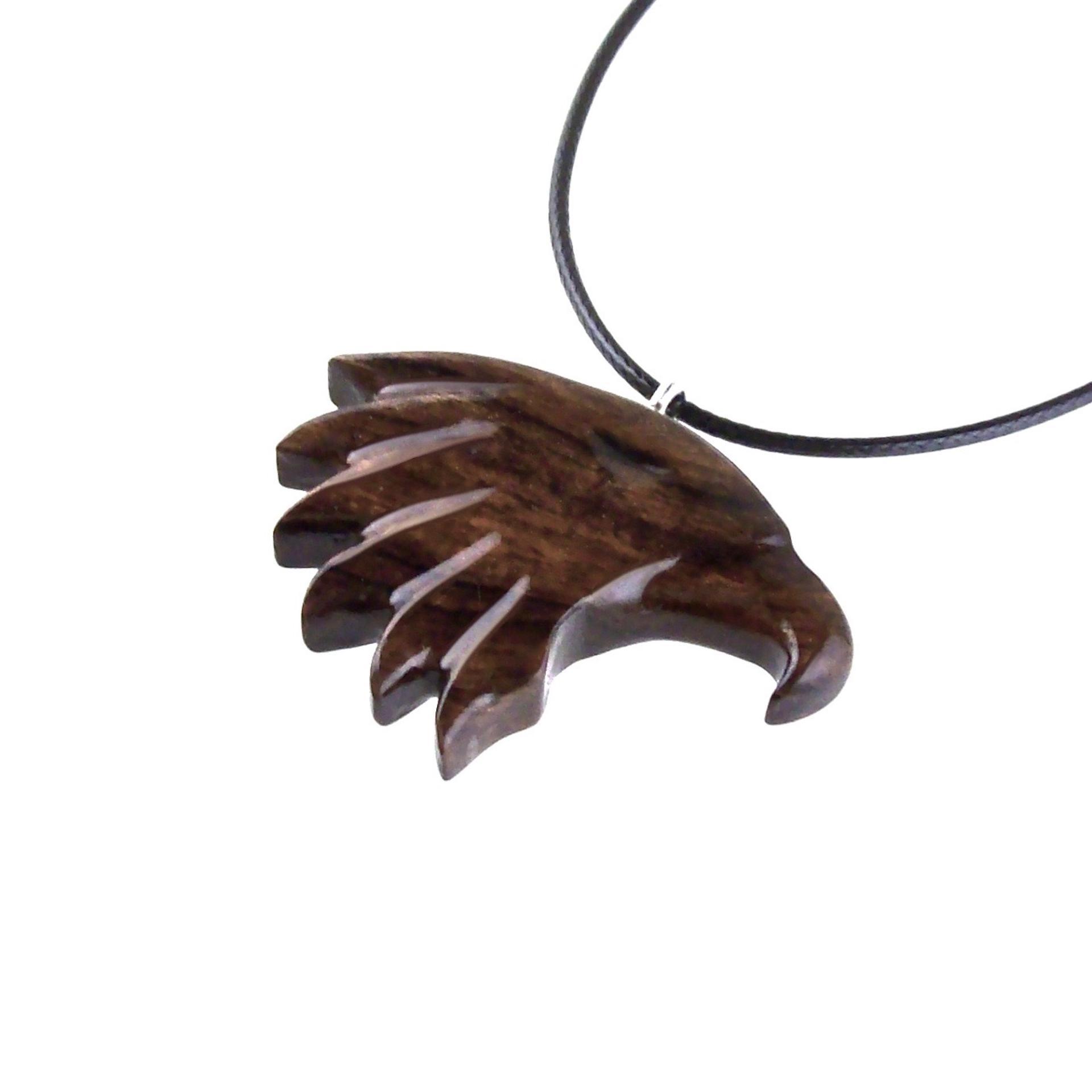 Hand Carved Wooden Eagle Pendant, Mens Wood Necklace, Spirit Animal Totem Bird Jewelry