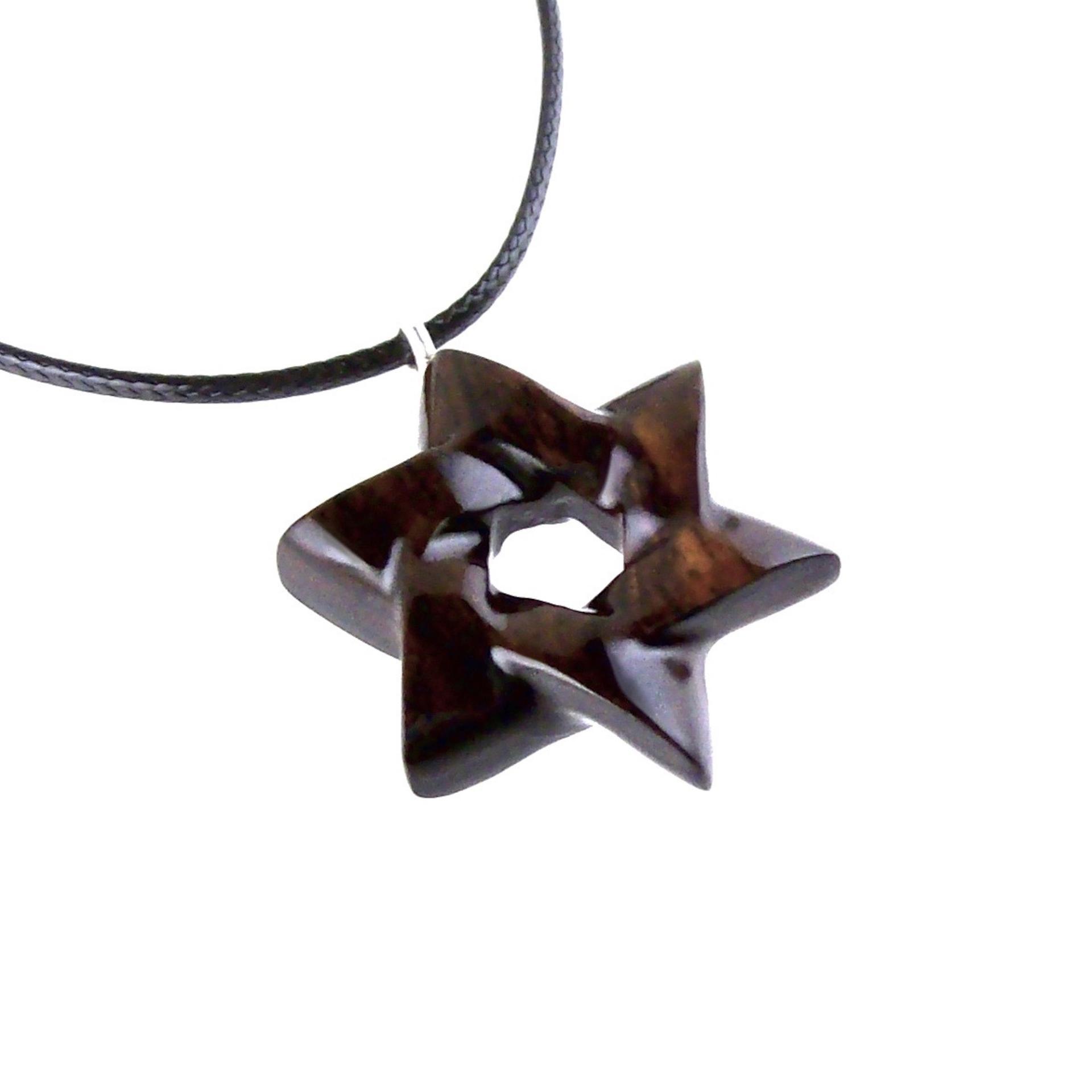 Star of David Pendant, Hand Carved Wooden Jewish Star Necklace for Men or Women, Wood Jewish Jewelry